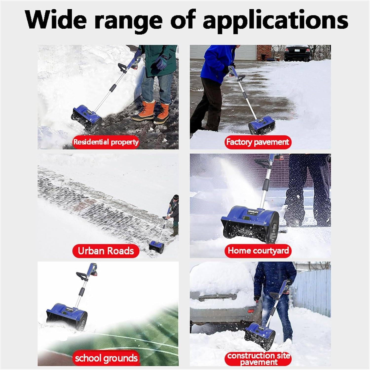 Spazzaneve Elettrico Ricaricabile 24V/4.0Ah Pala da Neve elettrica ad Alta Potenza spazzaneve spazzaneve Uso Domestico spazzaneve Larghezza rimozione Neve 32cm Altezza rimozione Neve 23cm