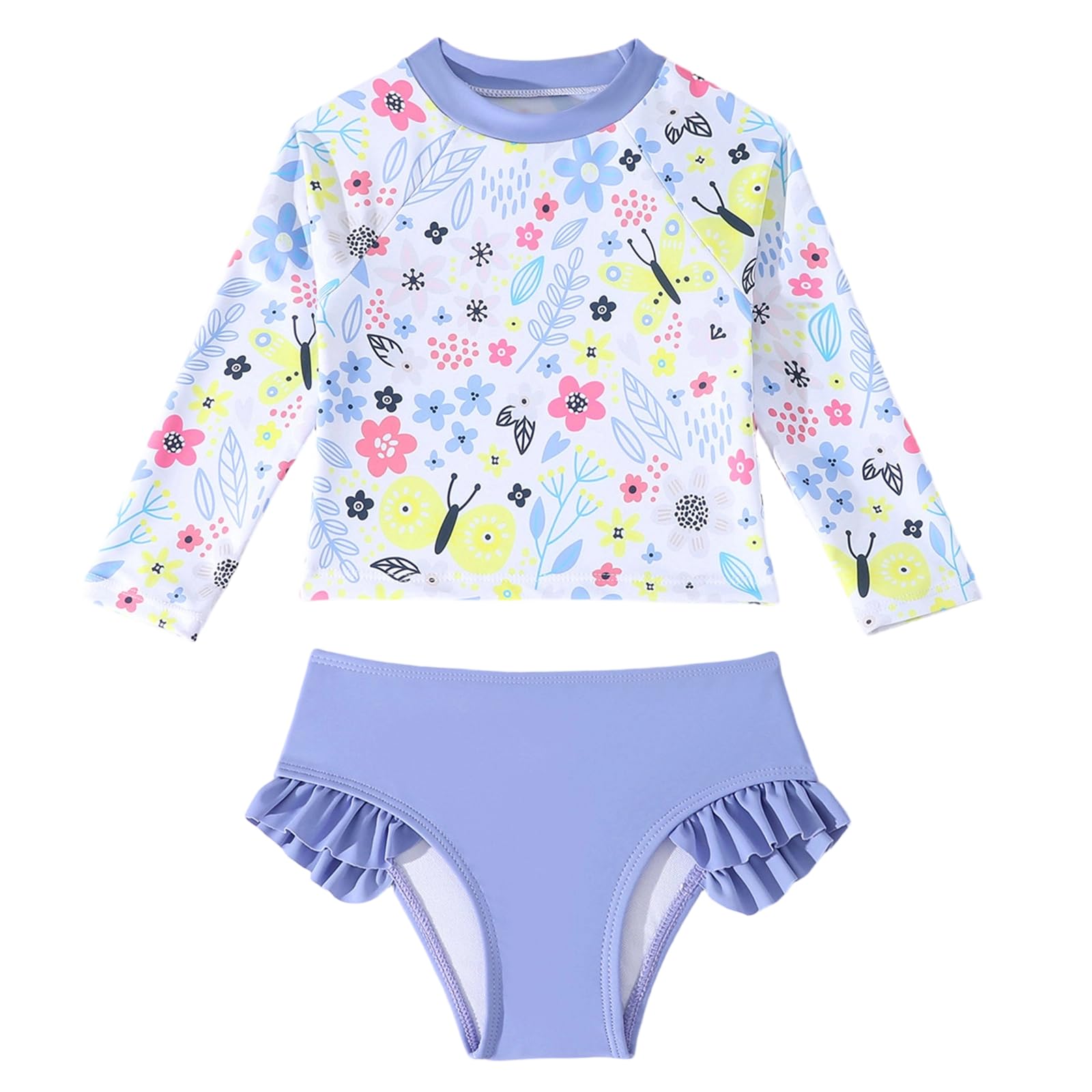 Traje de baño de dos piezas para niños camiseta manga larga transpirable para vacaciones de playa 7