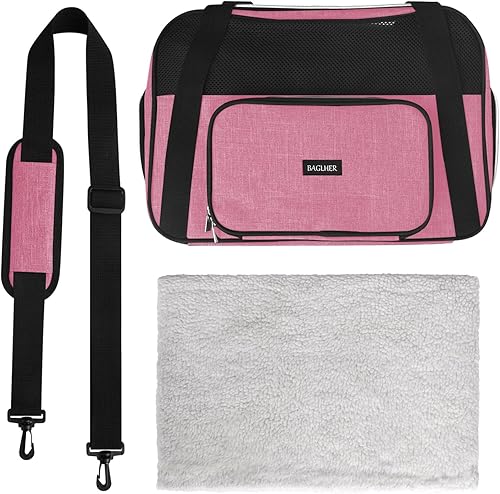 Vista 27 de BAGLHER Transportador de viaje para mascotas, transportador de perros para gatos pequeños y medianos, perros, cachorros, aprobado por aerolíneas