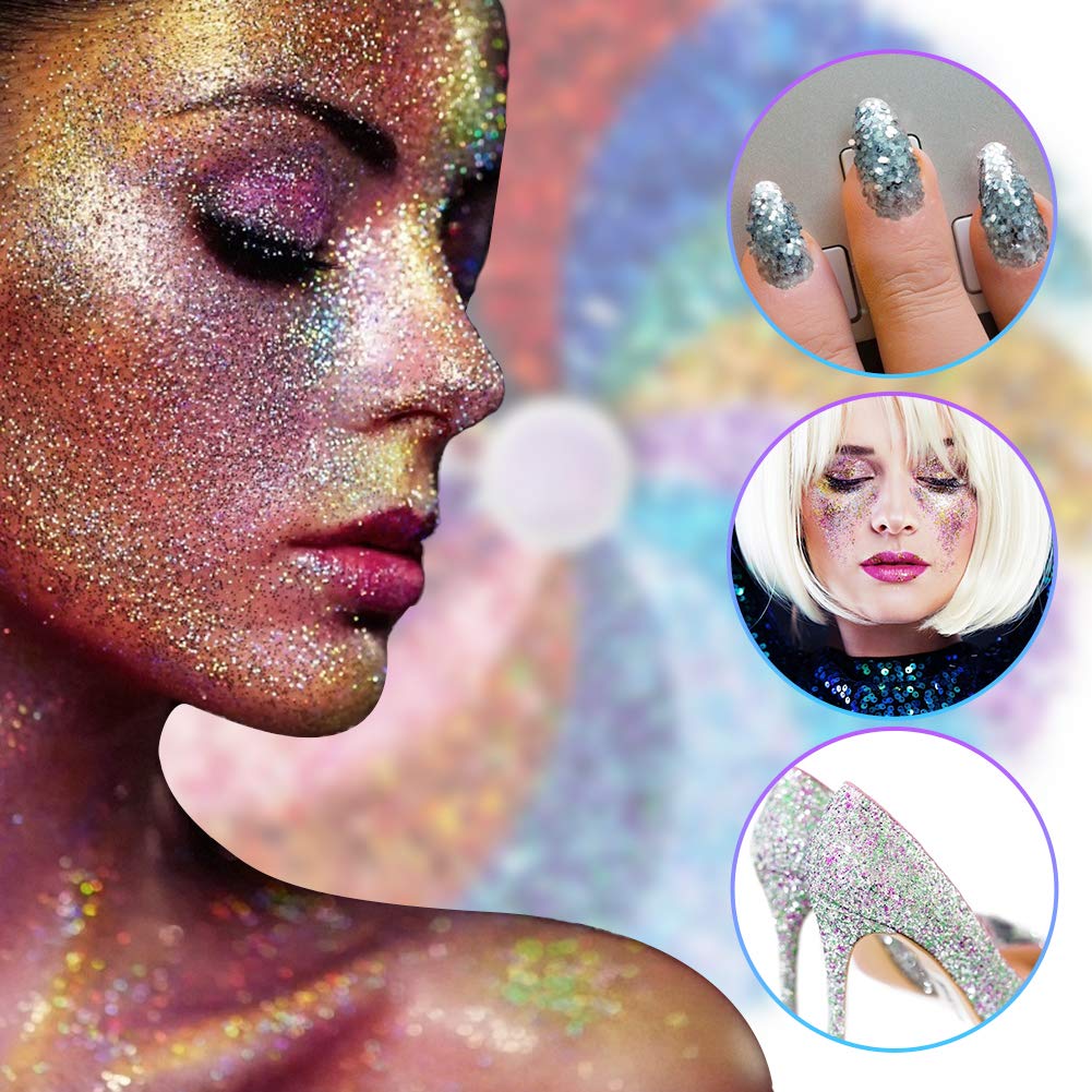 MARBLERS Holografischer Glitzer „Mischweiß“ – 42 G, Vegan & Ungiftig Für Make-up, Harz, Nägel