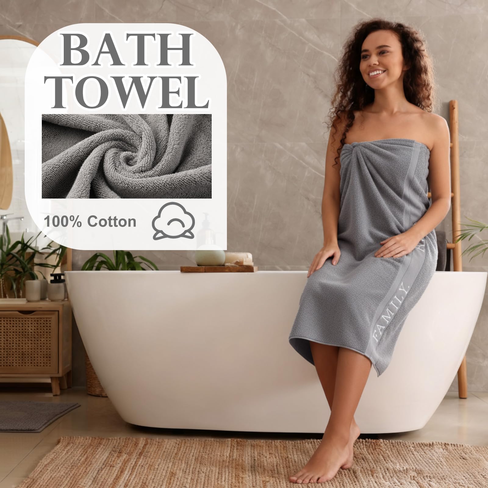 Hahafelt Set di 3 asciugamani da bagno, 1 asciugamano da bagno e 1 panno per le mani e il lavaggio, 100% cotone, ricamati di grandi dimensioni, 500 g/m², altamente assorbenti, per casa, bagno