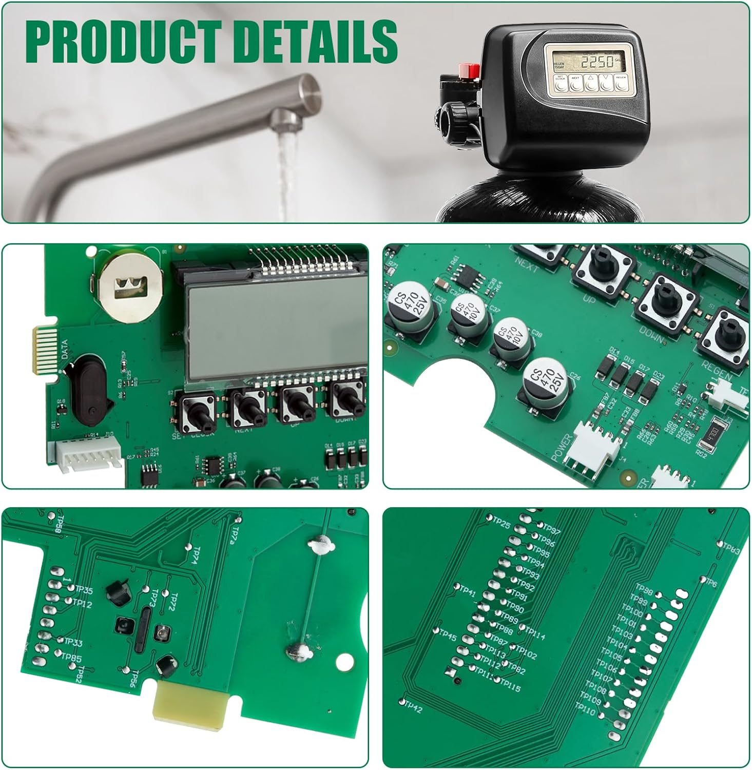 V3108 circuit board for Clack WS1 series water softener/filter control valves,5-Horizontal Buttons