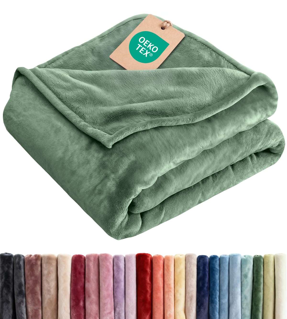 Photo 1 of Fleece Blanket Throw XL - Ultra-Soft Flannel Fleece Blanket - Sage Green