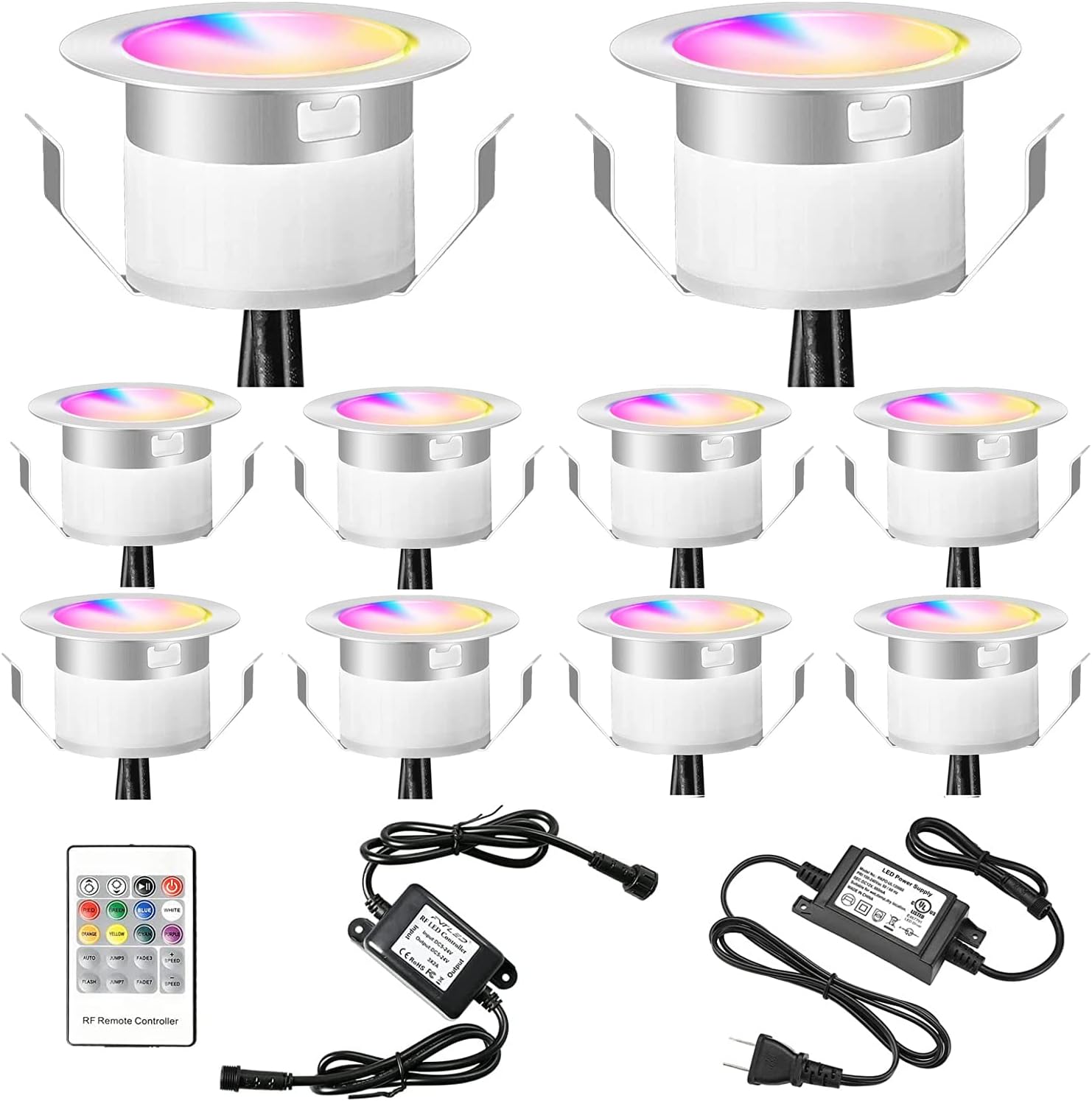 Sumaote Low Voltage LED Deck Light Kit Φ1.77" Waterproof Recessed Deck