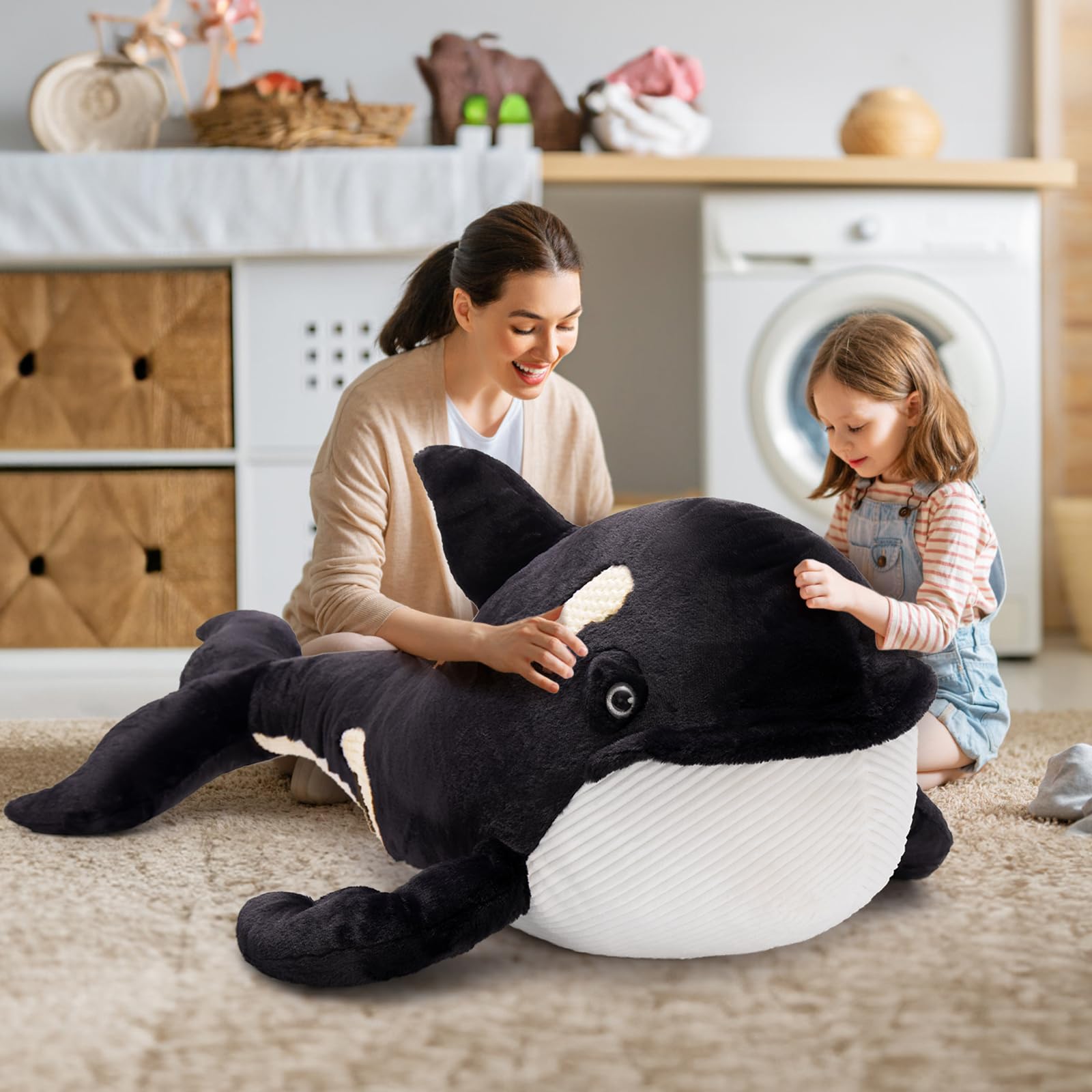 MorisMos 51Inch Orca Whale Plush Soft Orca Sea Animal Toys Realistic Killer Whale Stuffed Animal Plush Toy Gifts for Kids - Image 6