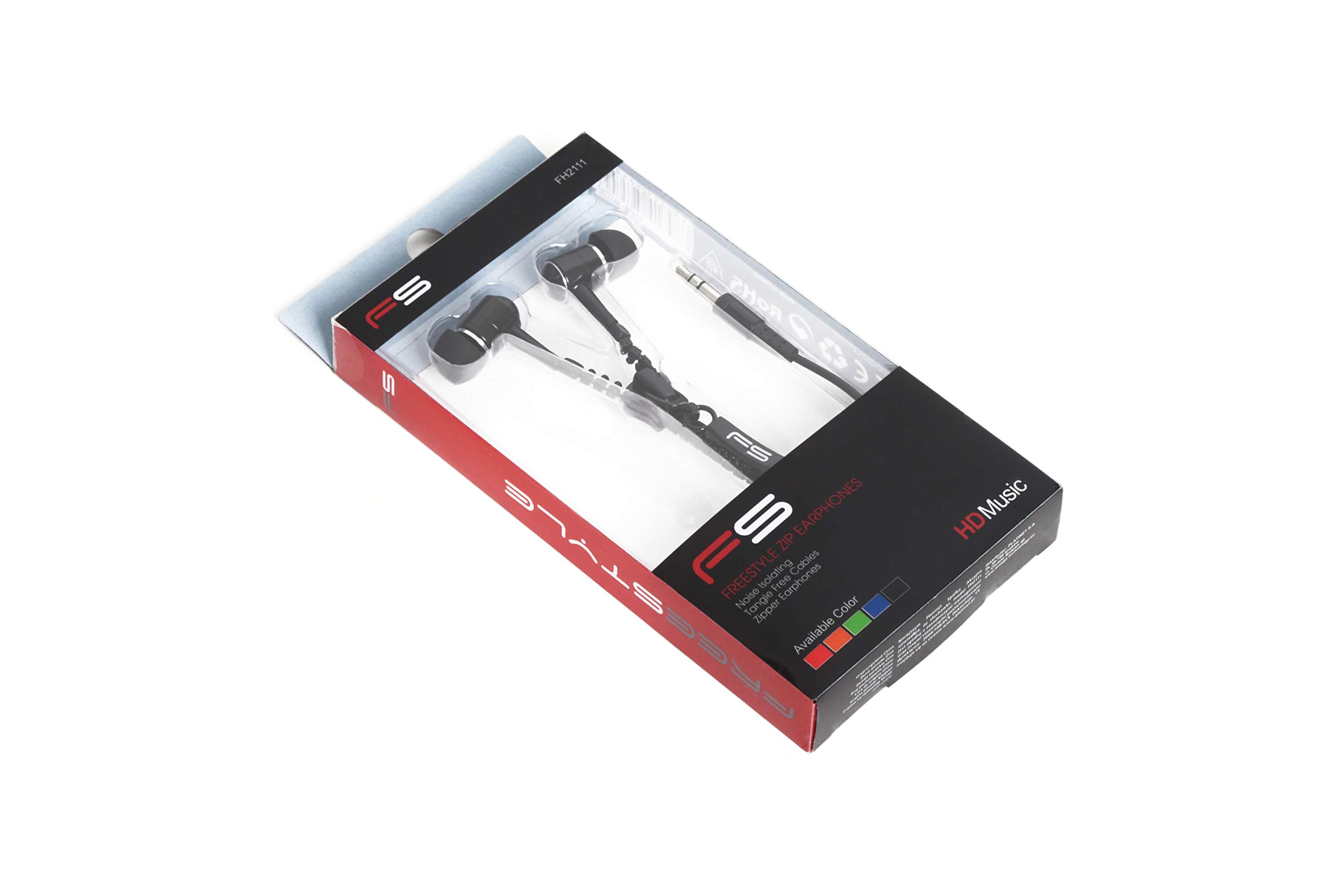 Freestyle - Auricolari stereo universali con chiusura a scatto, jack da 3,5 mm, cavo da 1,25 m, colore: Nero