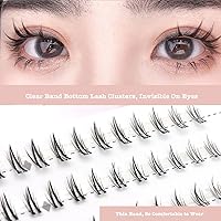 Vista 4 de Bottom Lash Clusters DIY Eyelash Extensions - DAODER 90pcs Wispy Natural Look Clear Band Lashes for Bottom Eyelashes 6mm