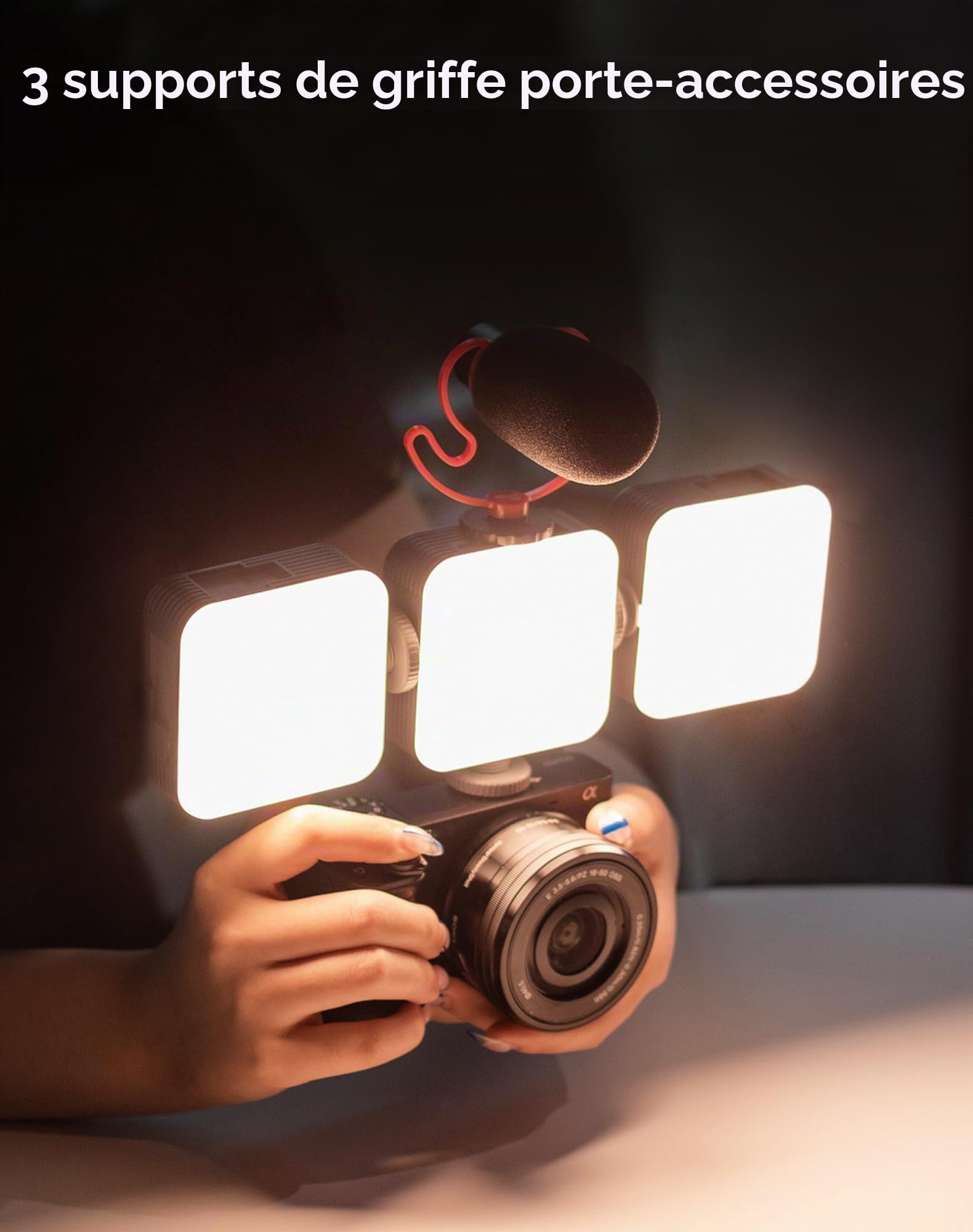 SMALLRIG P96 Lampe Vidéo LED, Lumières LED pour Camera Portable, 96 Perles LED pour Éclairage de Vidéographie Photographique, Panneau Rechargeable 2200mAh CRI95 + 2700-6500K avec 3 Cold Shoe - 3286B