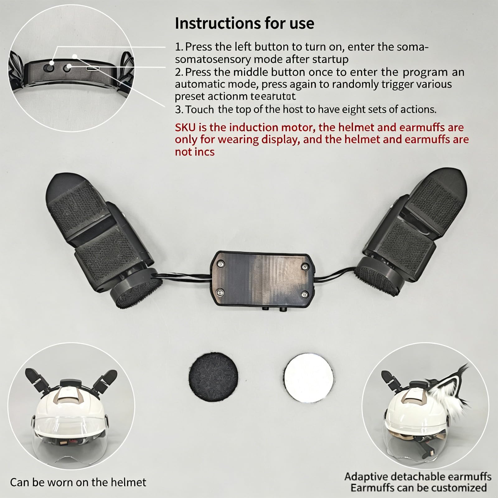 Diadema eléctrica de orejas de gato con modos interactivos, con detección táctil, para fiestas de Halloween, accesorios de cosplay de anime