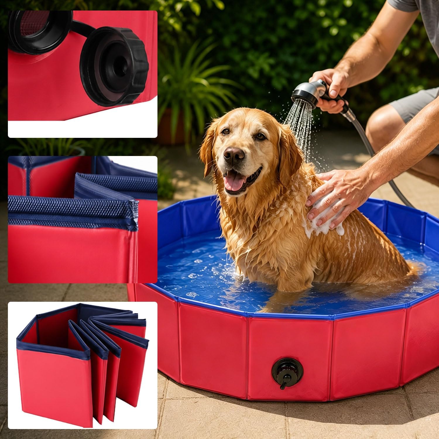 Piscina pieghevole per cani e gatti, piccola, 100 x 30 cm, robusta piscina per cani e gatti
