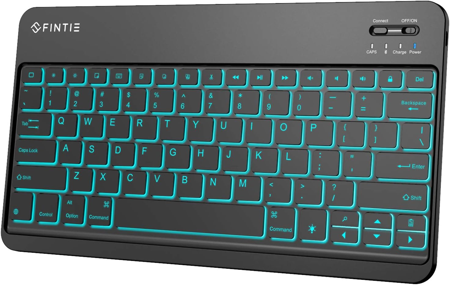 Fintie 11-Inch Ultrathin Wireless Bluetooth Keyboard - [7 Color Backlit] Ultra-Slim Portable for iPad Samsung Tablet, iPhone Smartphone, iOS, Android Tablets Phone, Black