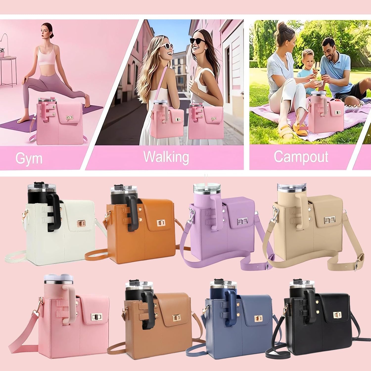 Stanley Cup Purse, Outdoor Portable Crossbody Water Cup Storage Bag, Crossbody Water Cup Holder Purse for Women Travel