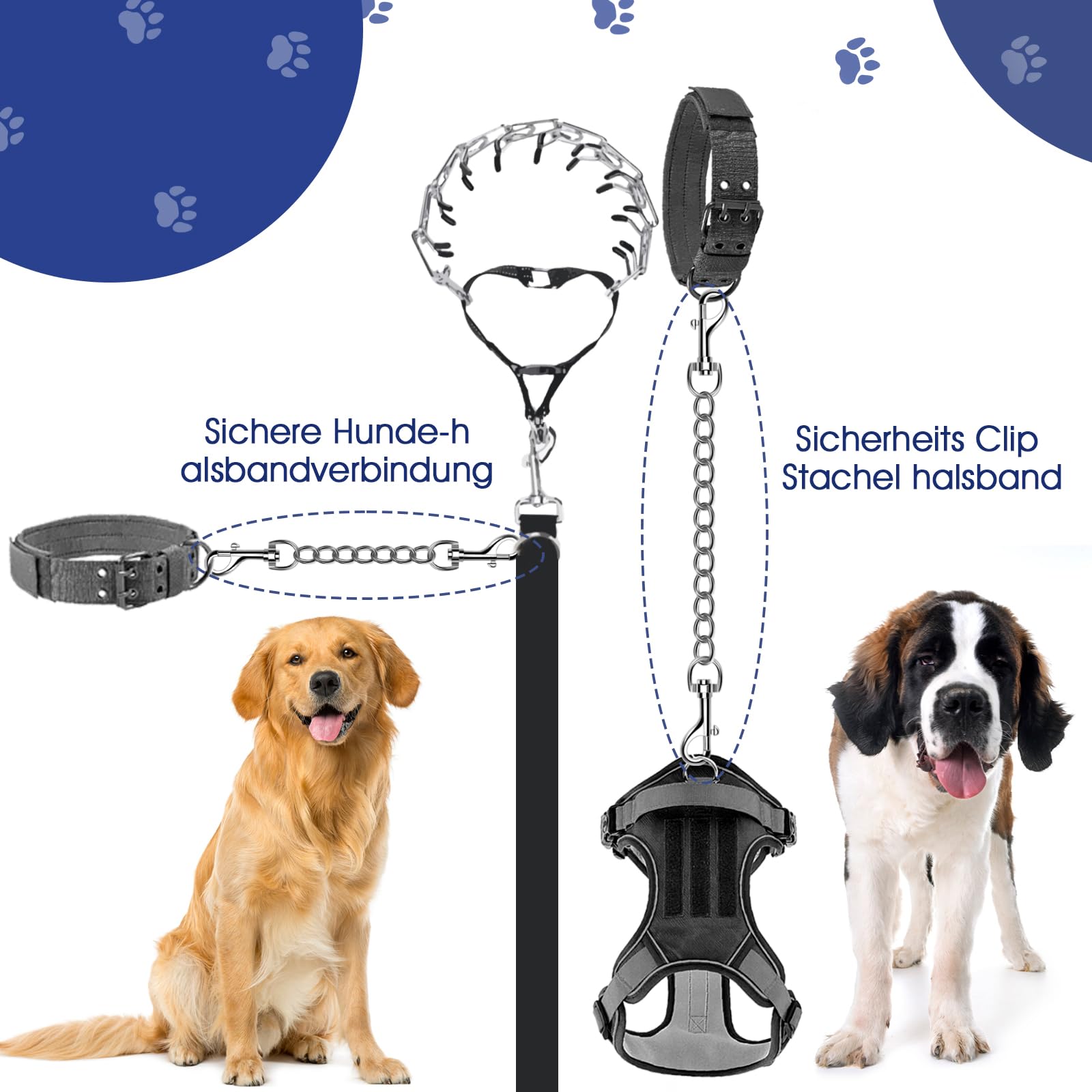 Produktbild von JVHLOV 5 Stück Hundehalsband Clips, Verstellbarer Sicherheits-Hundehalsband- Clip, Für Hundegeschirr Zu Halsband Sicherheits Clip