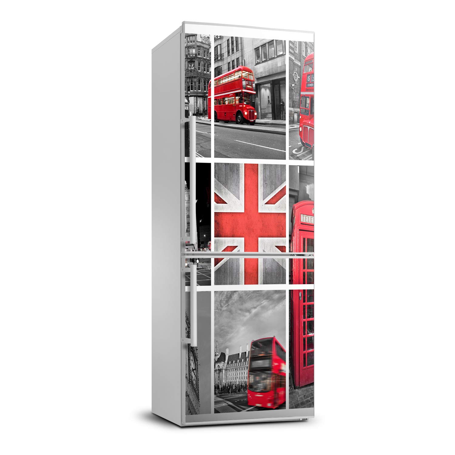 Autocollant frigo 70x190cm Tulup deco adhesive motif collage Londres