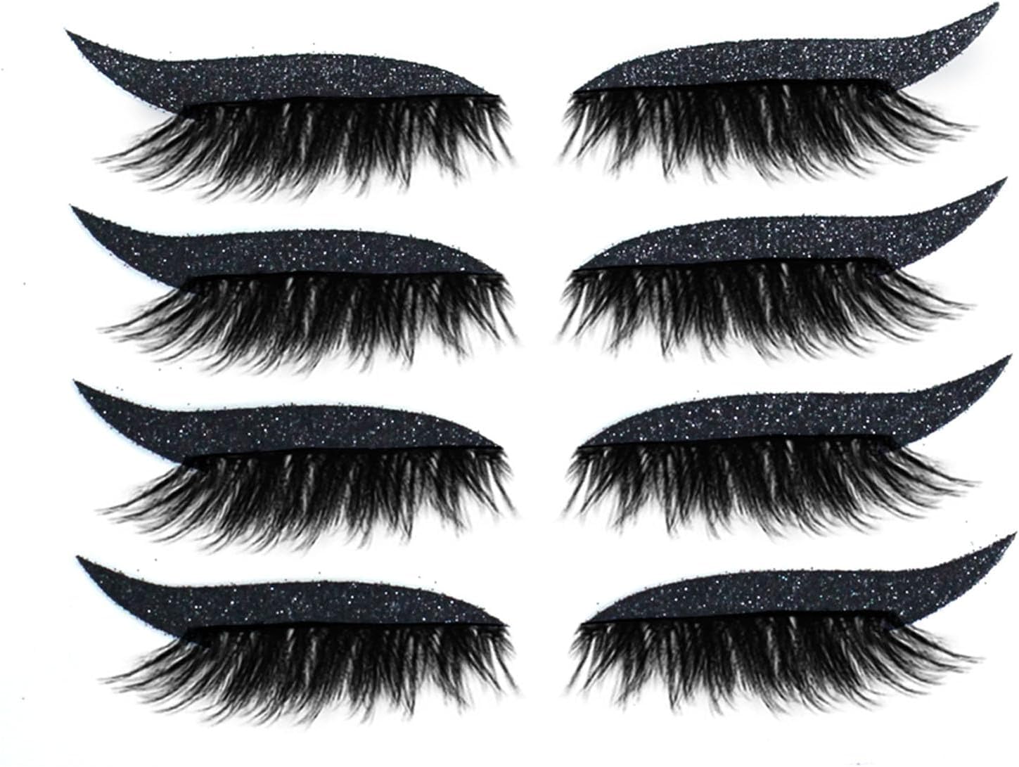 Lazy Eye Shadow Reusable Eyelash Patch Set Natural Adhesive Design Effortless Application black 4-pairs