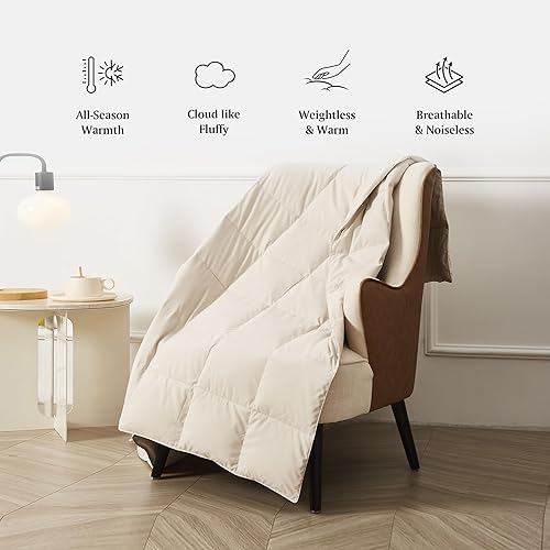 Miniatura 4 de Beautyrest Manta de plumón plegable para sofá, edredón de cama, manta de sofá con bolsa, manta de plumón suave de relleno 650 para interiores y