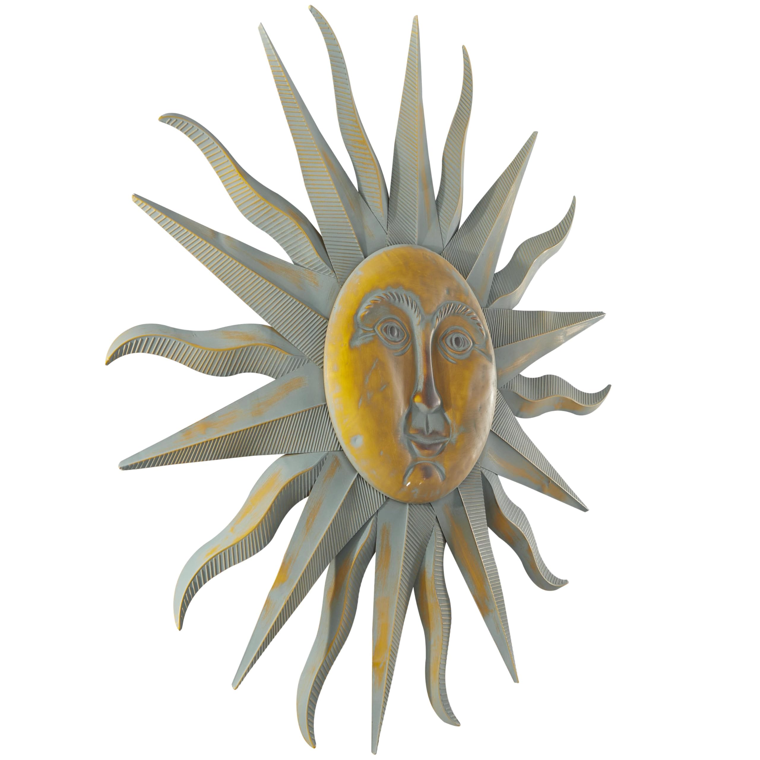 Deco 79 Décoration murale en métal vieilli pour intérieur et extérieur avec accents et rainures imitation cuivre, 88,9 x 2,5 x 88,9 cm, doré