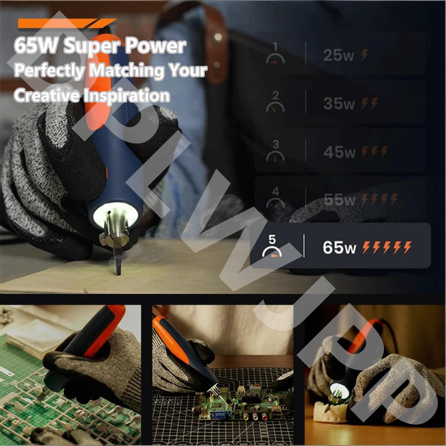 65W Wibracyjny Przenośny Profesjonalny Nóż Ręczny do Cięcia Rzeźbiarski z 5 Ostrzami 40kHz do Cięcia Wibracyjnego dla Modeli z Żywicy 3D, Przycinanie i Usuwanie Zadziorów