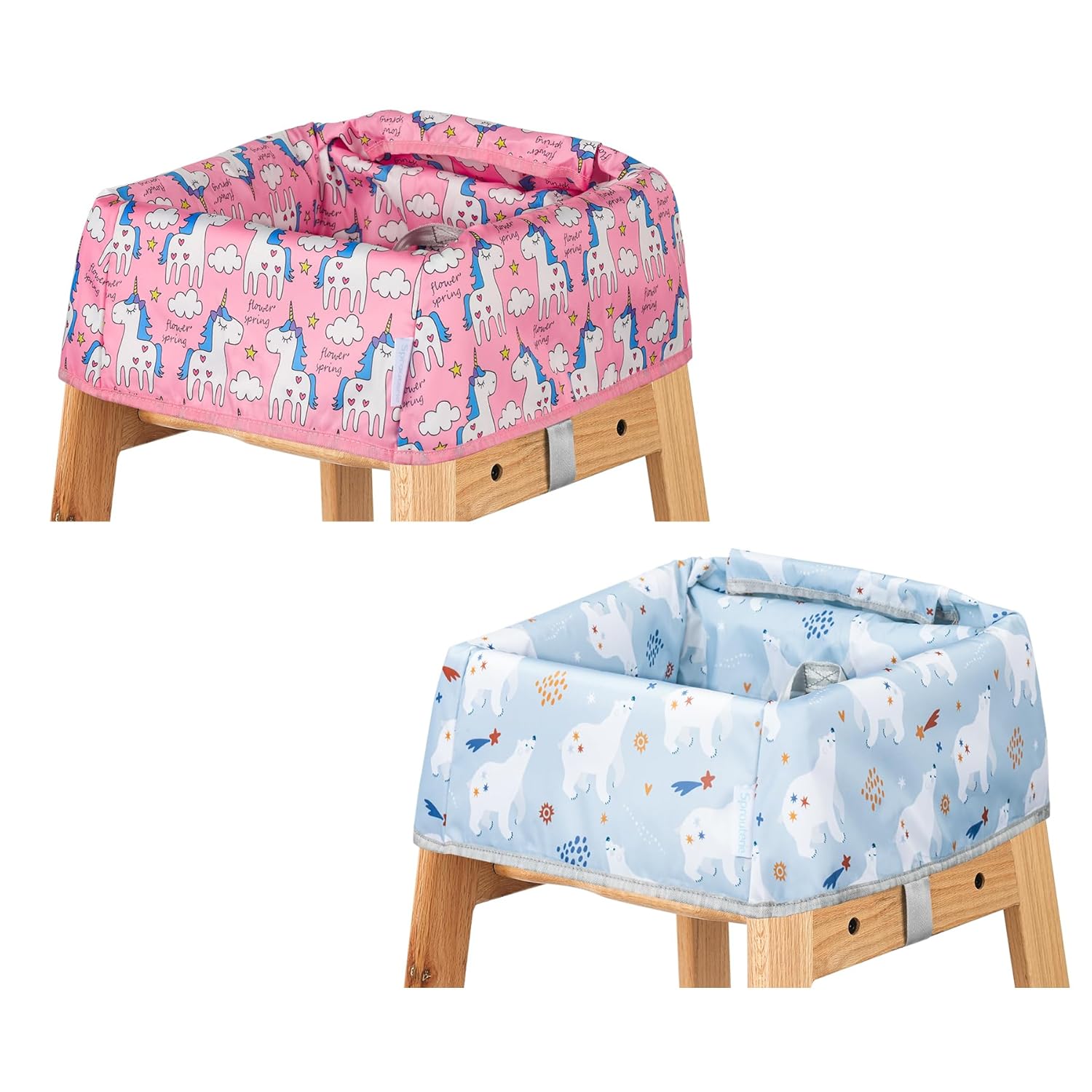 High Chair Cover for Baby Restaurant 2 Pack Blue and Pink Highchair Covers for Restaurant Waterproof Washable for Outdoor Indoor Eating