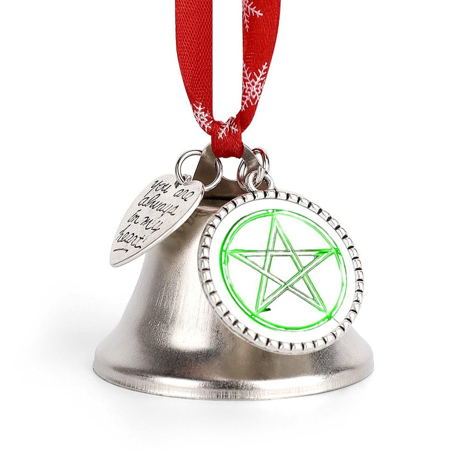Pentagram Glow in Dark Funny Christmas Bell Ornament Cute Xmas Tree Hanging Pendant Decoration for Holidays Party