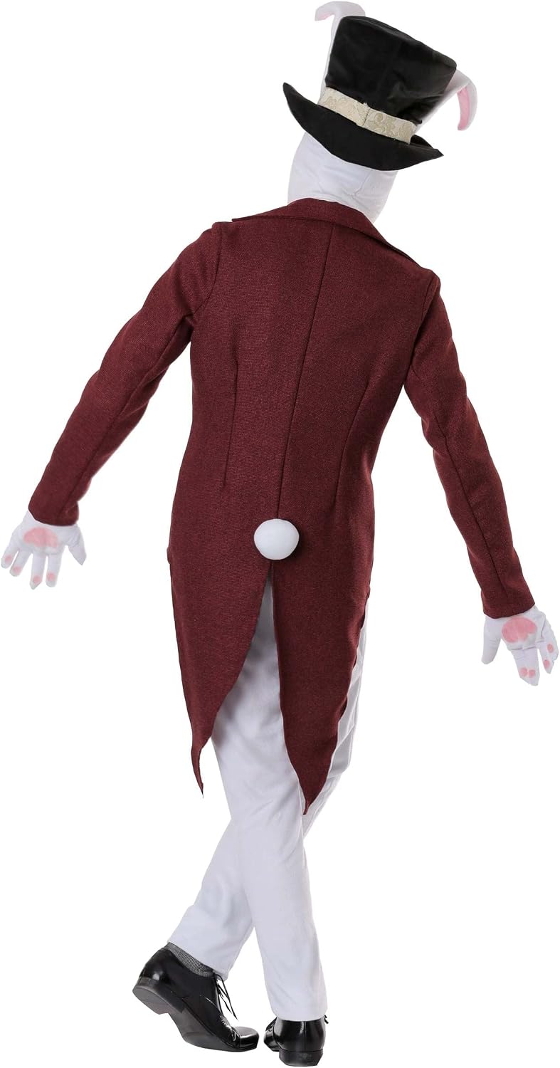 Adult White Rabbit Costume Mens, Tea Party Wonderland Animal Halloween Outfit