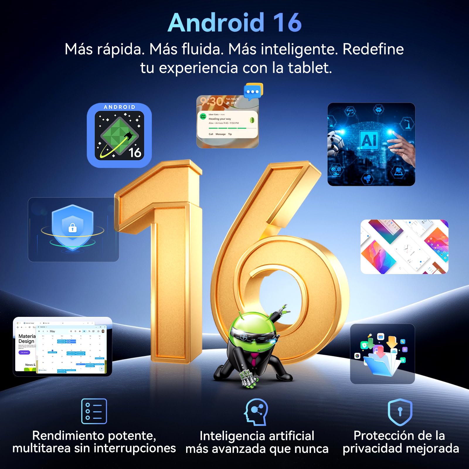 12 Pulgadas Tableta con Teclado, Android 16 Tablet, 4G LTE+5G WiFi 120Hz 24GB RAM+128GB ROM, Octa-Core Tablets con Lápiz,Ratón,9000mAh/Gemini AI/WideVine L1/GPS/1200*2000/Face ID,4 años de garantía