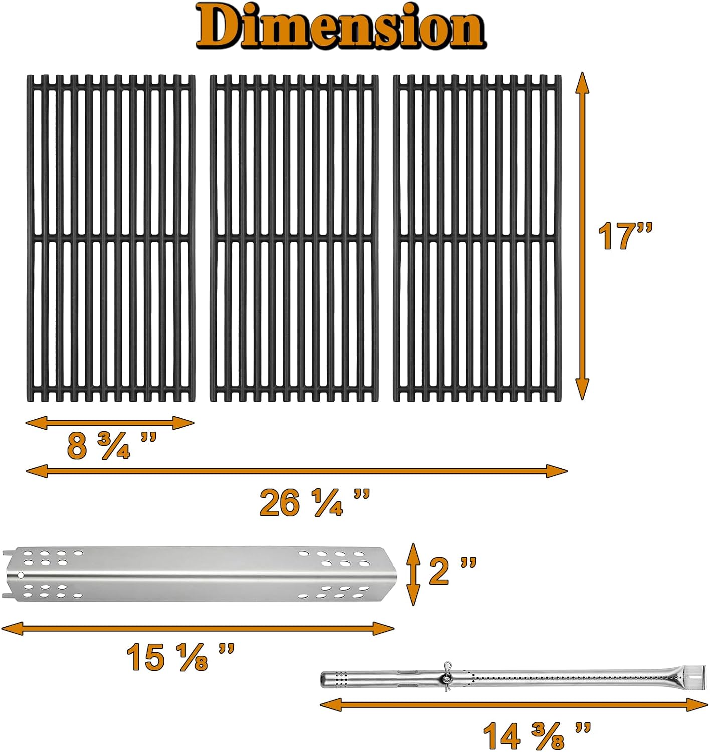Grill Valueparts Replacement Parts for Charbroil Advantage 4 Burner 463344015 466344015 Grill Heat Plates Grill Grates G467-0002-W1 G458-0018-W1 G470-5503-W1 Grill Burners G432-8M00-W1 G651-0068-W1