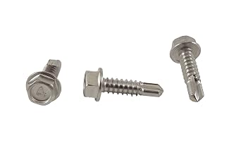 Stainless #14 x 1 Hex Washer Head Self Drilling Sheet Metal Tek Screws with Drill Point, 3/4" to 2-1/2" Lengths in Listing 50 Pieces #14 x 1 inch