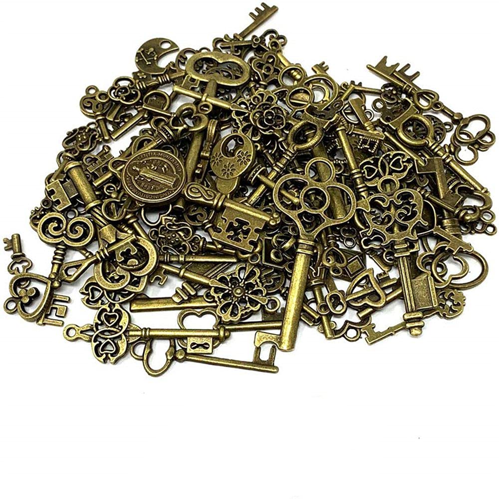 NC Juego de llaves vintage de bronce antiguo vintage de 125 llaves mezcladas en bronce antiguo de 125 llaves de regalo de boda