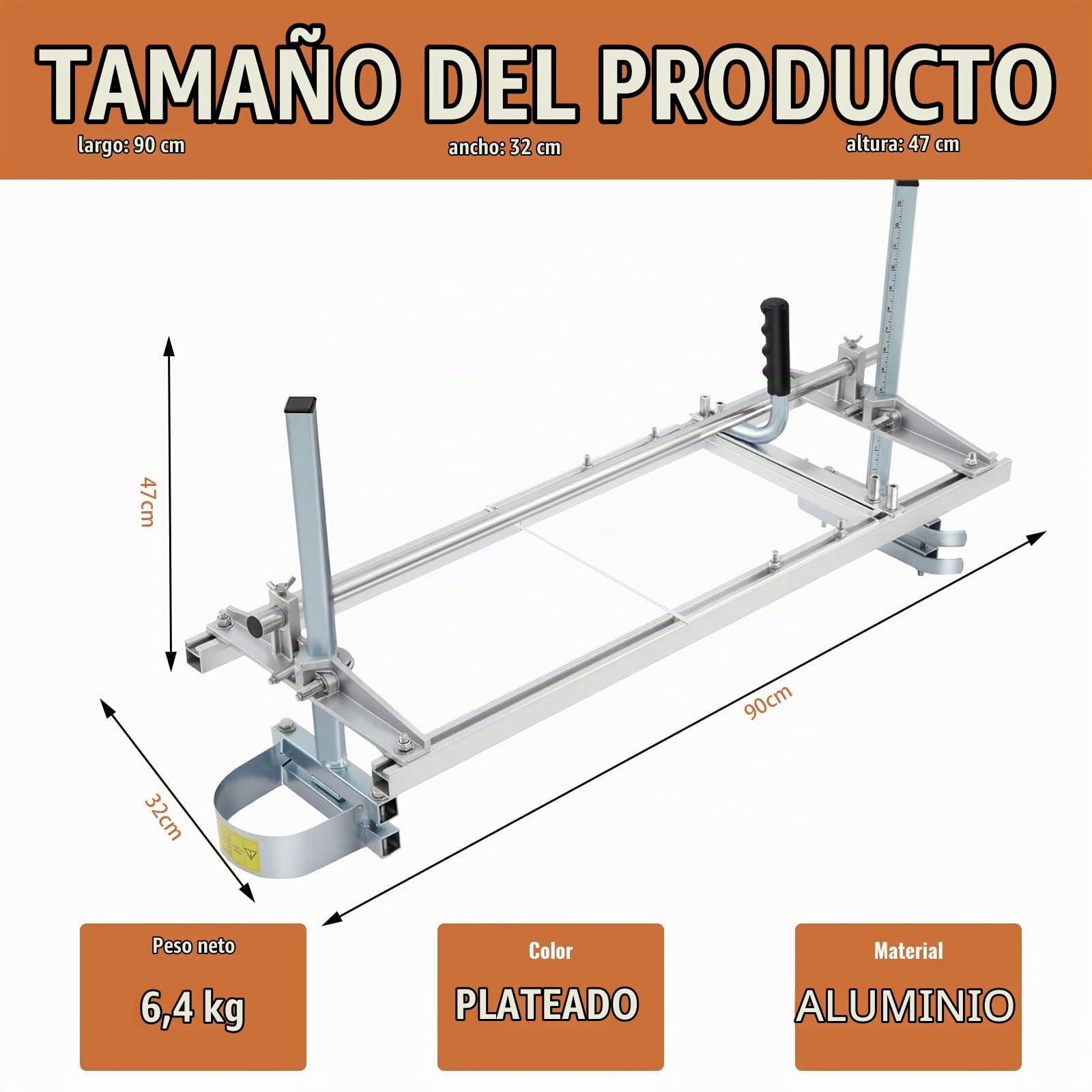 Aserradero Portátil 350-920 mm (14-36") - Corte Preciso 5-300 mm, Barra Guía Acero Galvanizado de Motosierra Portátil de Acero de Aluminio Chainsaw Mill para Construcción y Carpintería