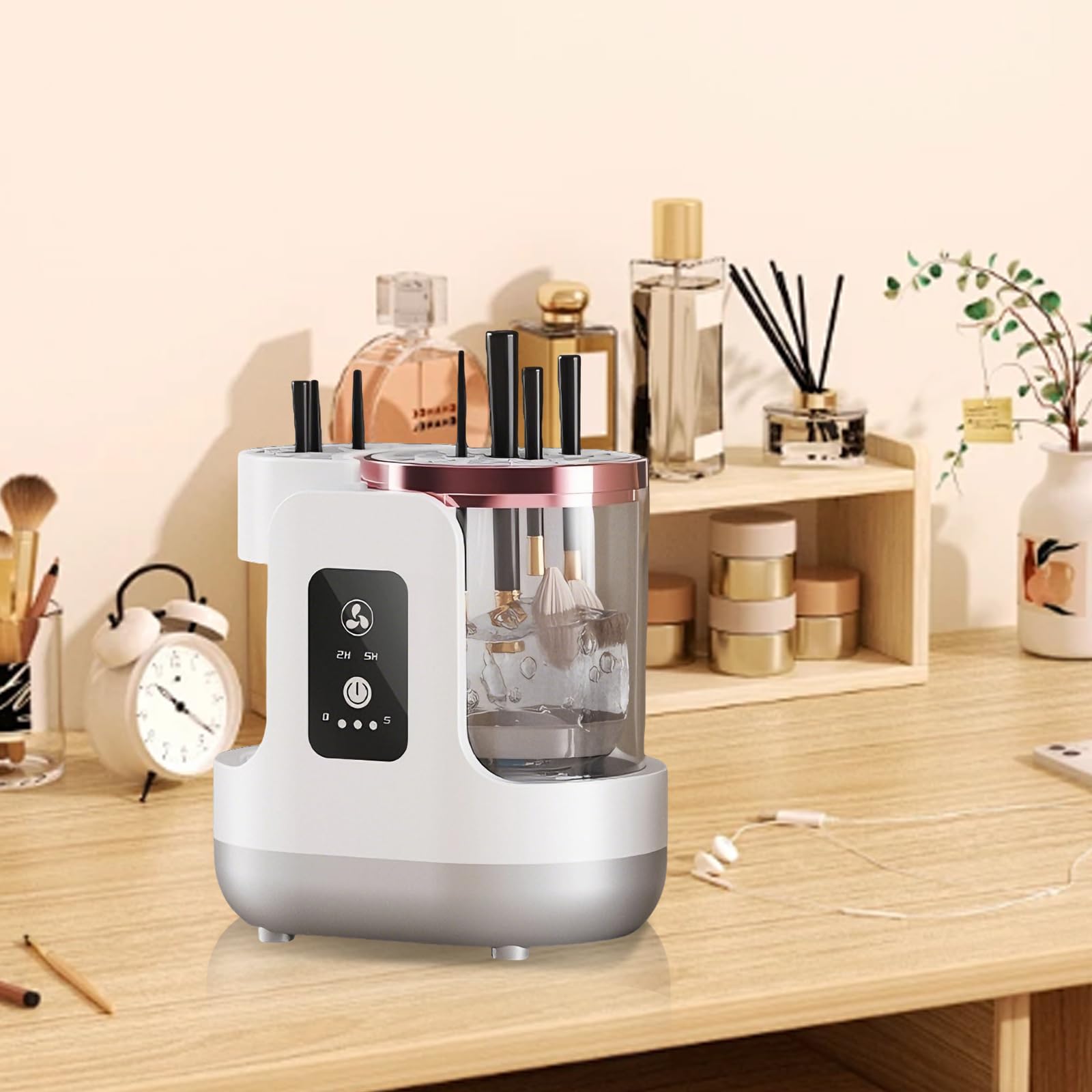 Elektrischer Pinselreiniger Make Up 3-in-1 Automatische Schminkpinsel Reinigungsmaschine mit Trocknungsfunktion & aufbewahrung für Pinselgrößen, Make up Schwamm, Beauty Blender