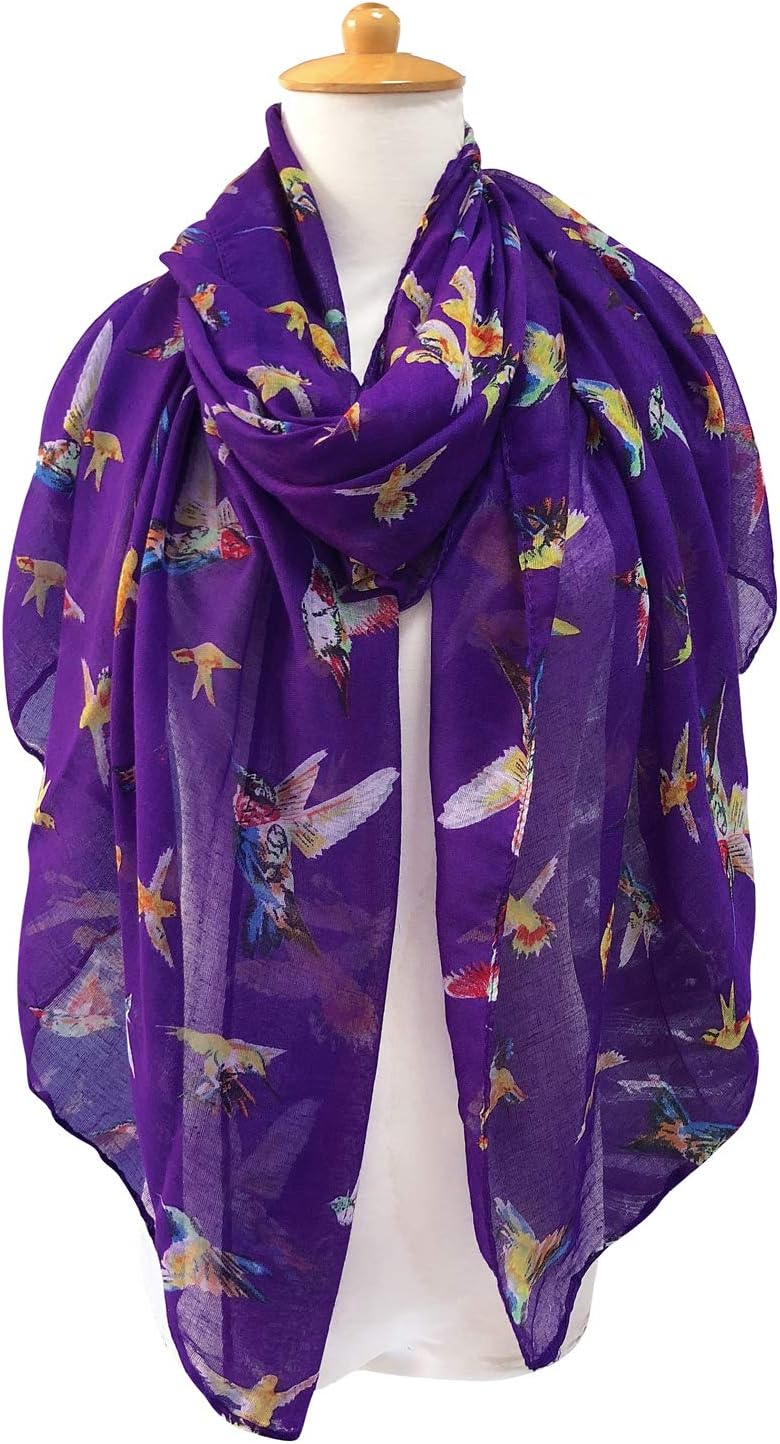 GERINLY Scarfs for Women Lightweight Floral Birds Print Cotton Scarves and Wraps for Spring Shawl Boho Scarf - Image 2