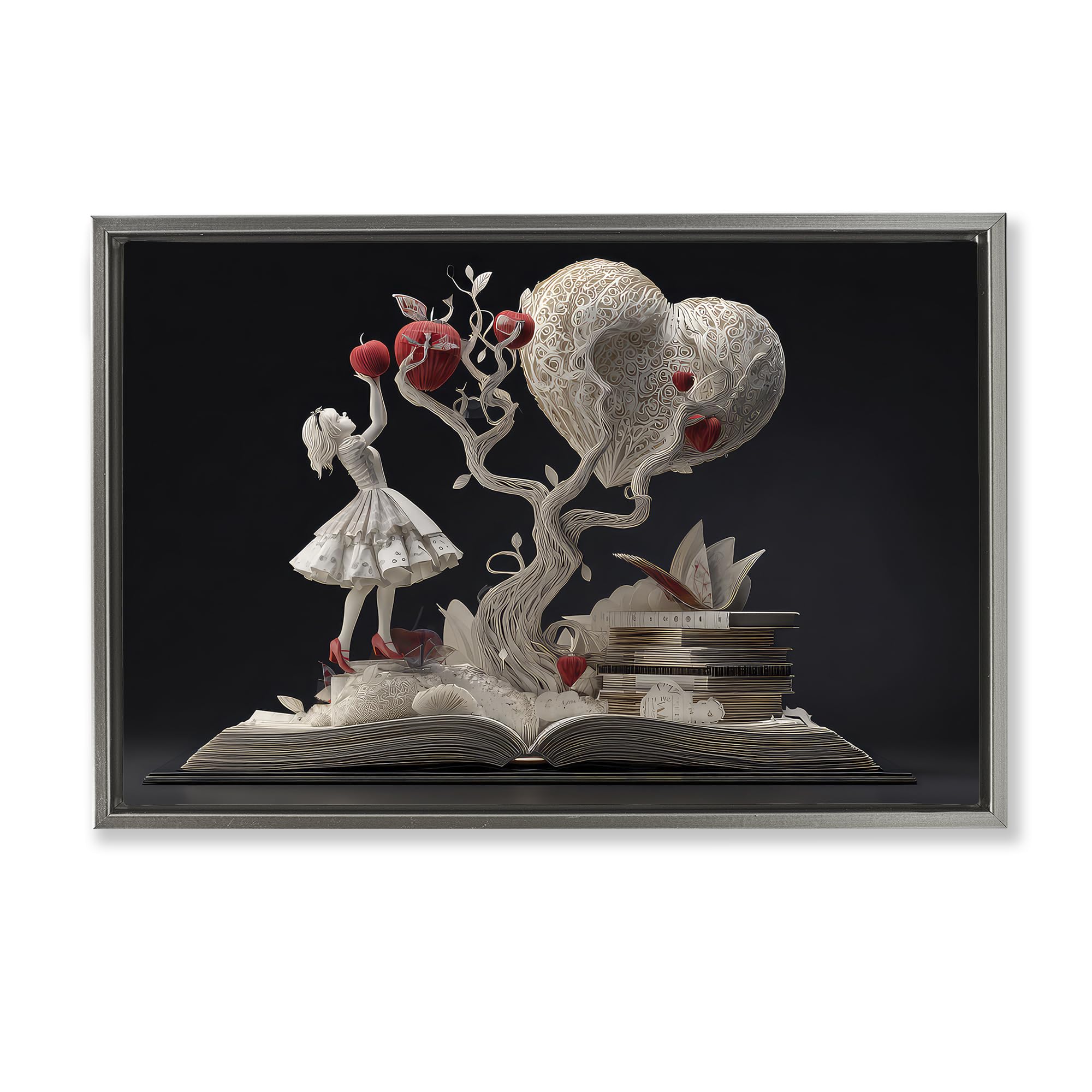 Stupell Industries Luster Gray (Matte) 'Paper Sculpture Style Fairytale'| Floating Frame Canvas Art