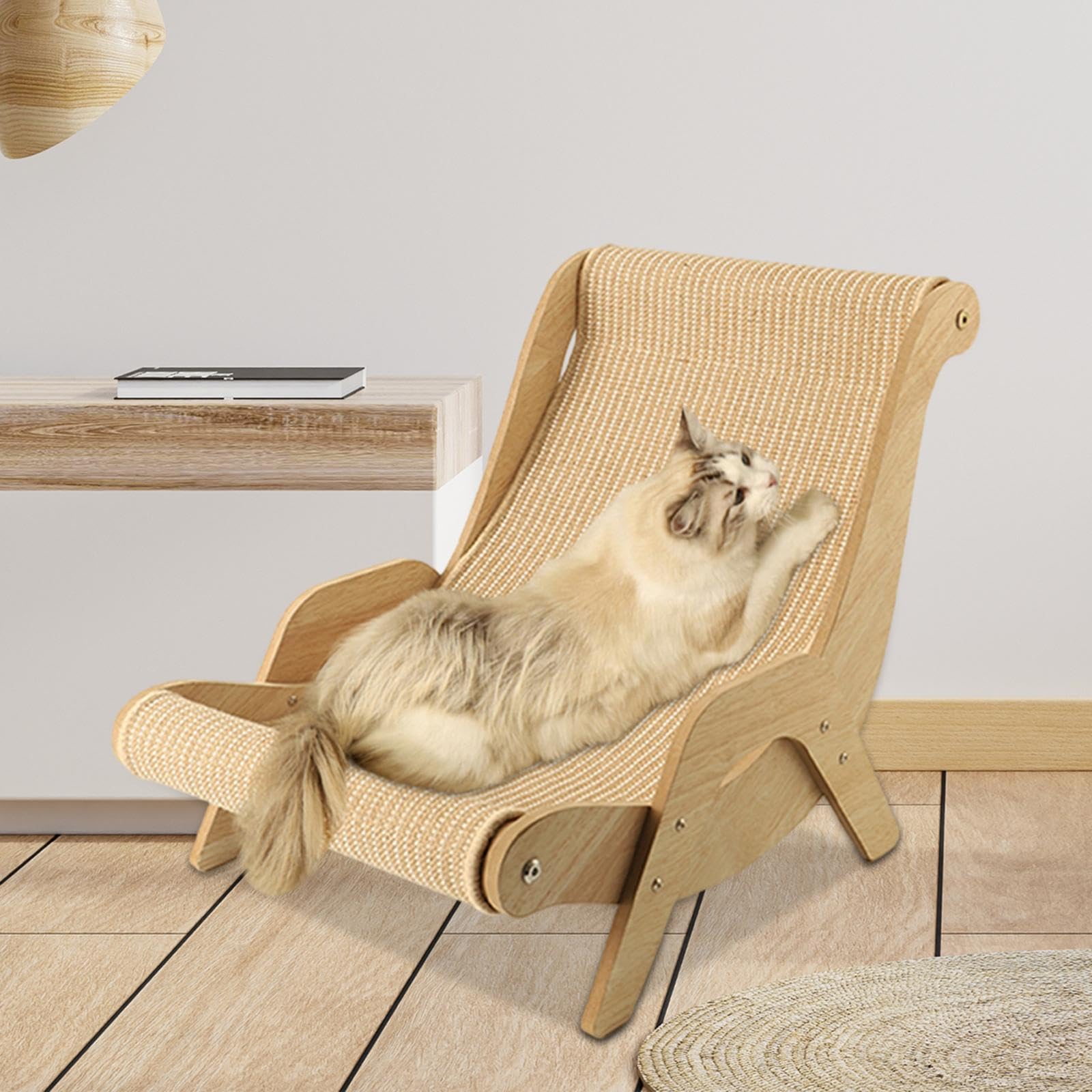 Silla de Playa de Madera para Gatos, Cama de para Gatos de Interior, Tumbona Resistente para Gatos, Silla de Playa para Mascotas (Gatitos