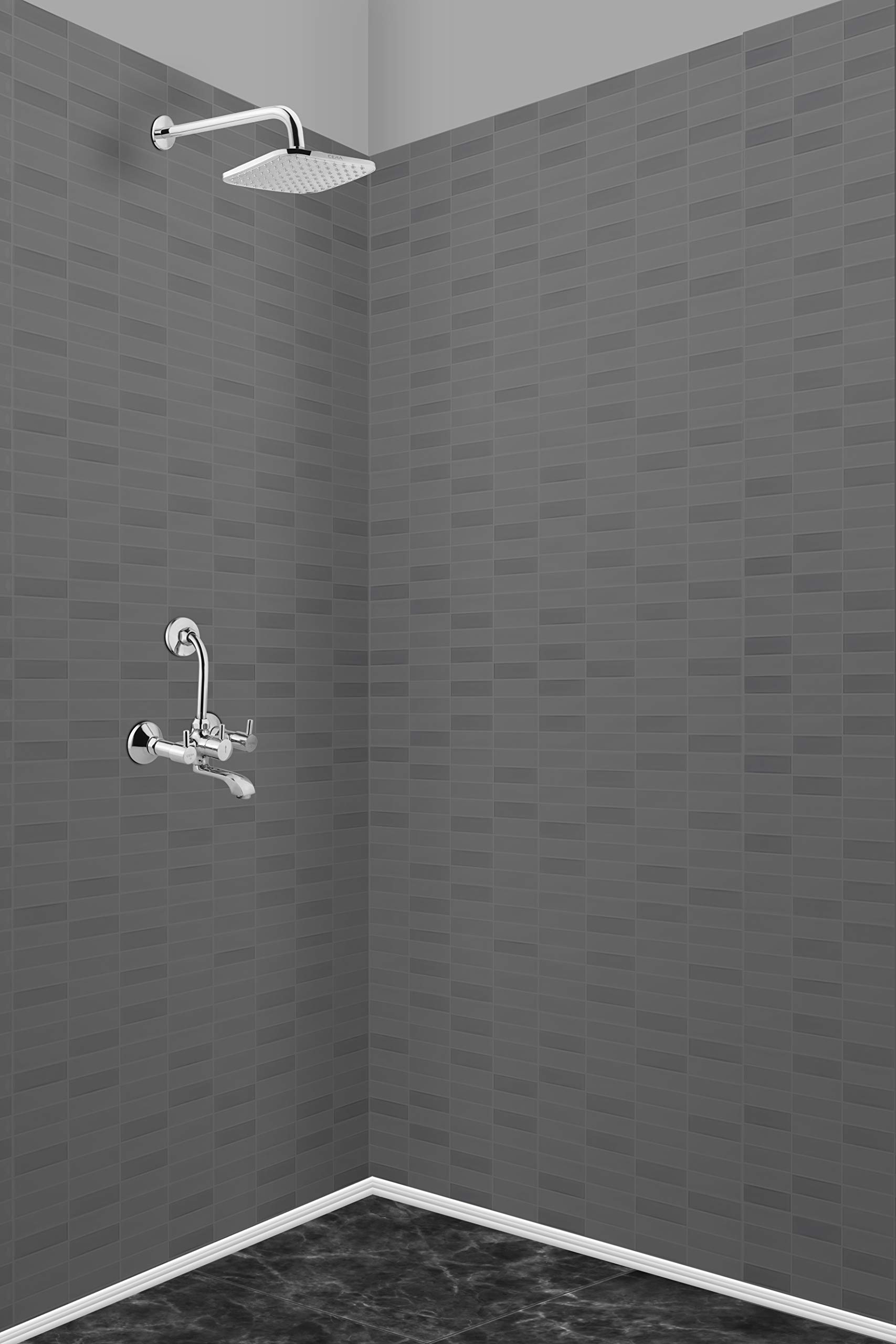 CERA Shower Arm with Wall Flange- Multicolour | 380 mm (15") | Resists Stains | Designed for Modern Bathrooms | Easy Installation | F7040105 1