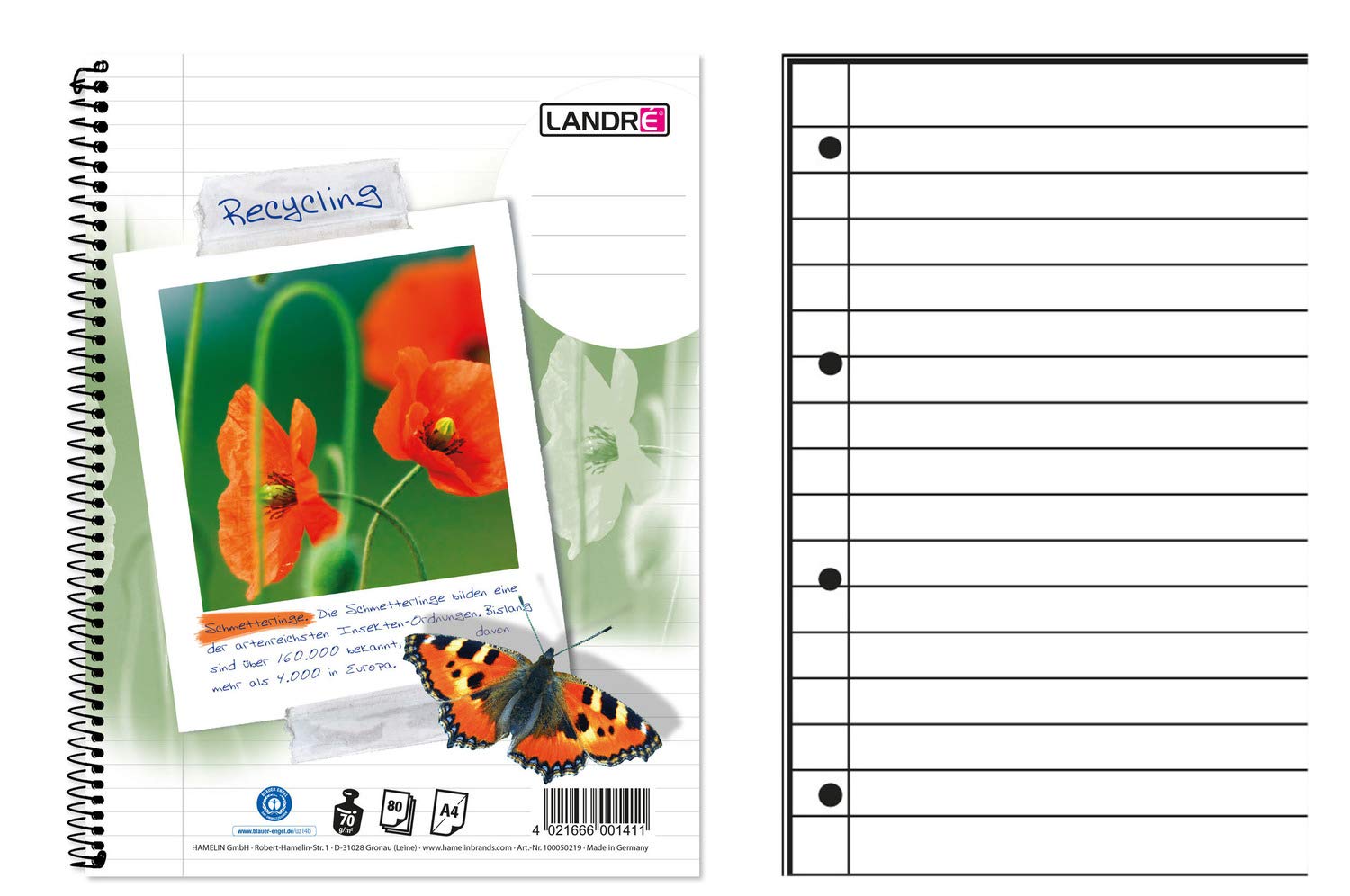 LANDRÉ 100050219 Recycled College Note Pad      Accessory