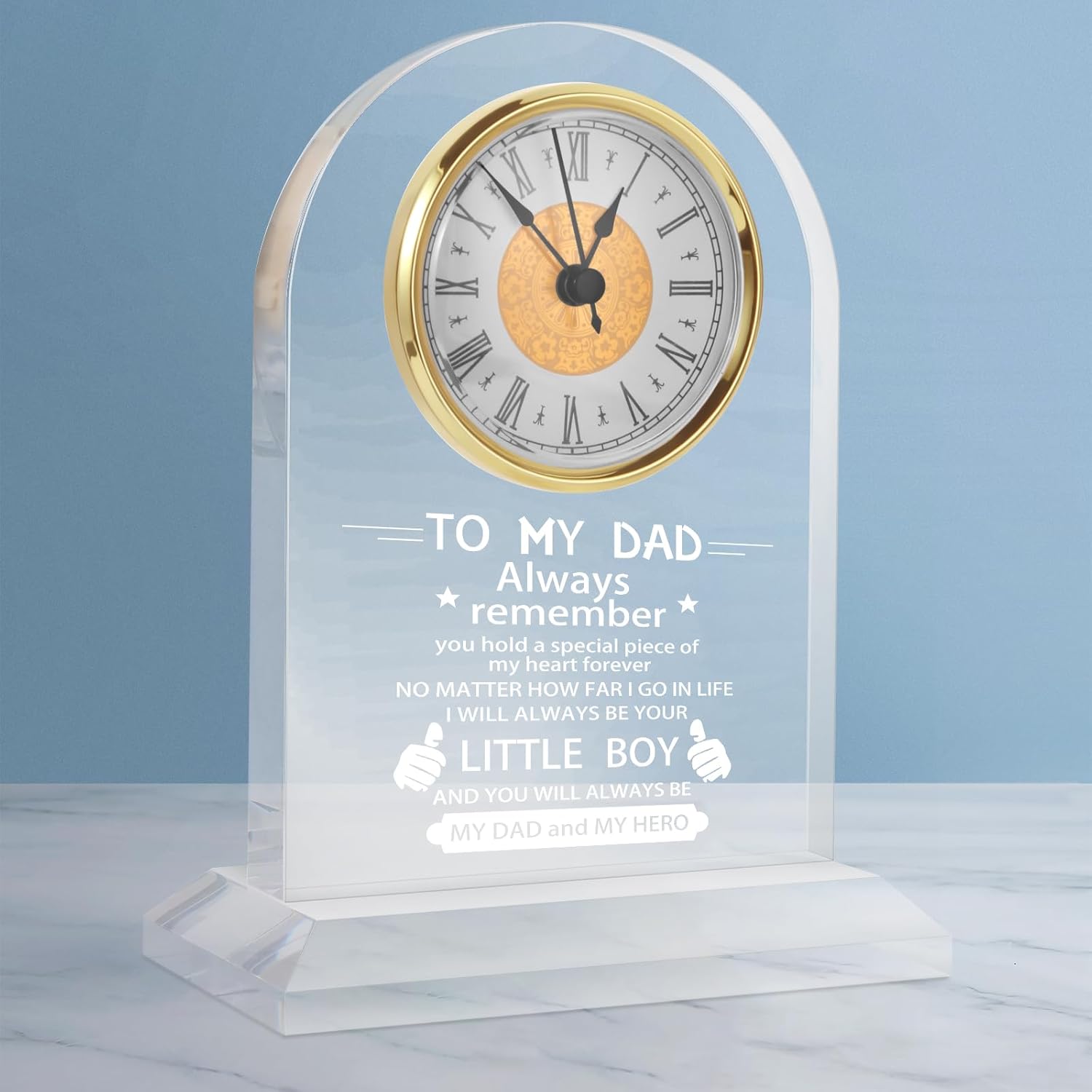 to My Dad Gifts,Quartz Desk Clock Keepsakes,Christmas Birthday Gifts for Dad from Daughter Son, Personalized Engraved Quartz Desk Clock Keepsakes(Gifts for Dad from Son)