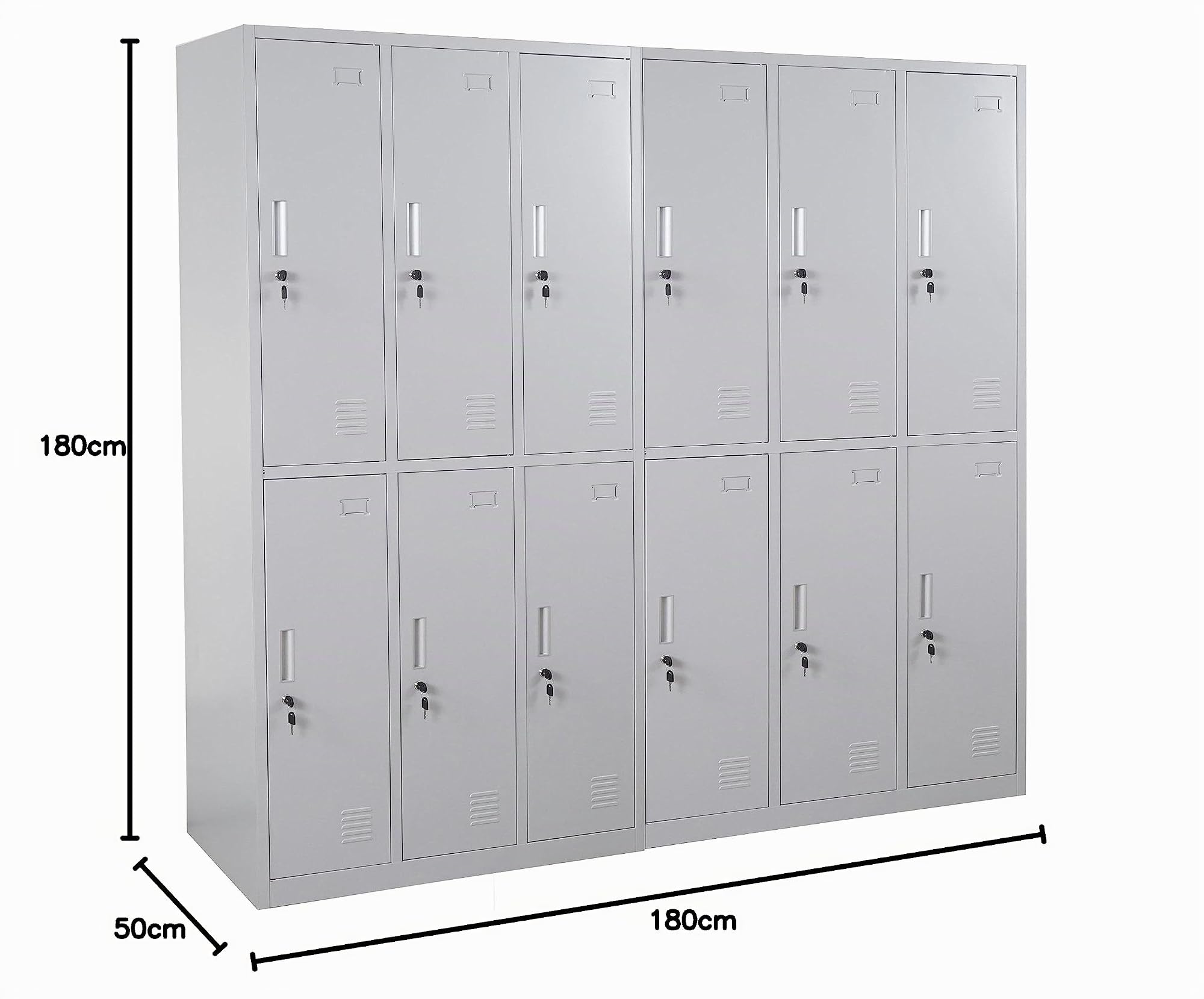 Mendler Schließfach Boston T829, Schließfachschrank Wertfachschrank Spind, Metall 12 Fächer - grau