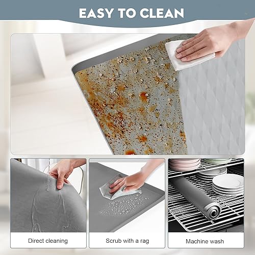 Miniatura 4 de 1 funda para lavadora y secadora para la parte superior, 27 x 27 pulgadas, alfombrilla protectora de silicona para lavadora y secadora,