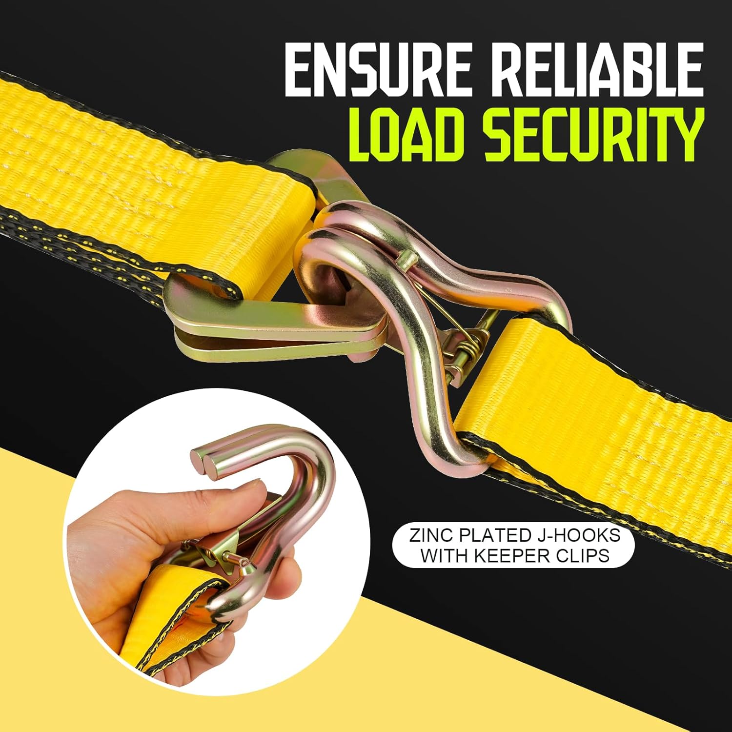 4 Pack Car Tie Down Straps for Trailers - 2" x 10' Ratchet Straps with J-Hooks and 2" x 38'' Axle Straps 10,000lbs Break Strength Heavy Duty Car Hauler Tire Straps for Car, Trailer, UTV Transport