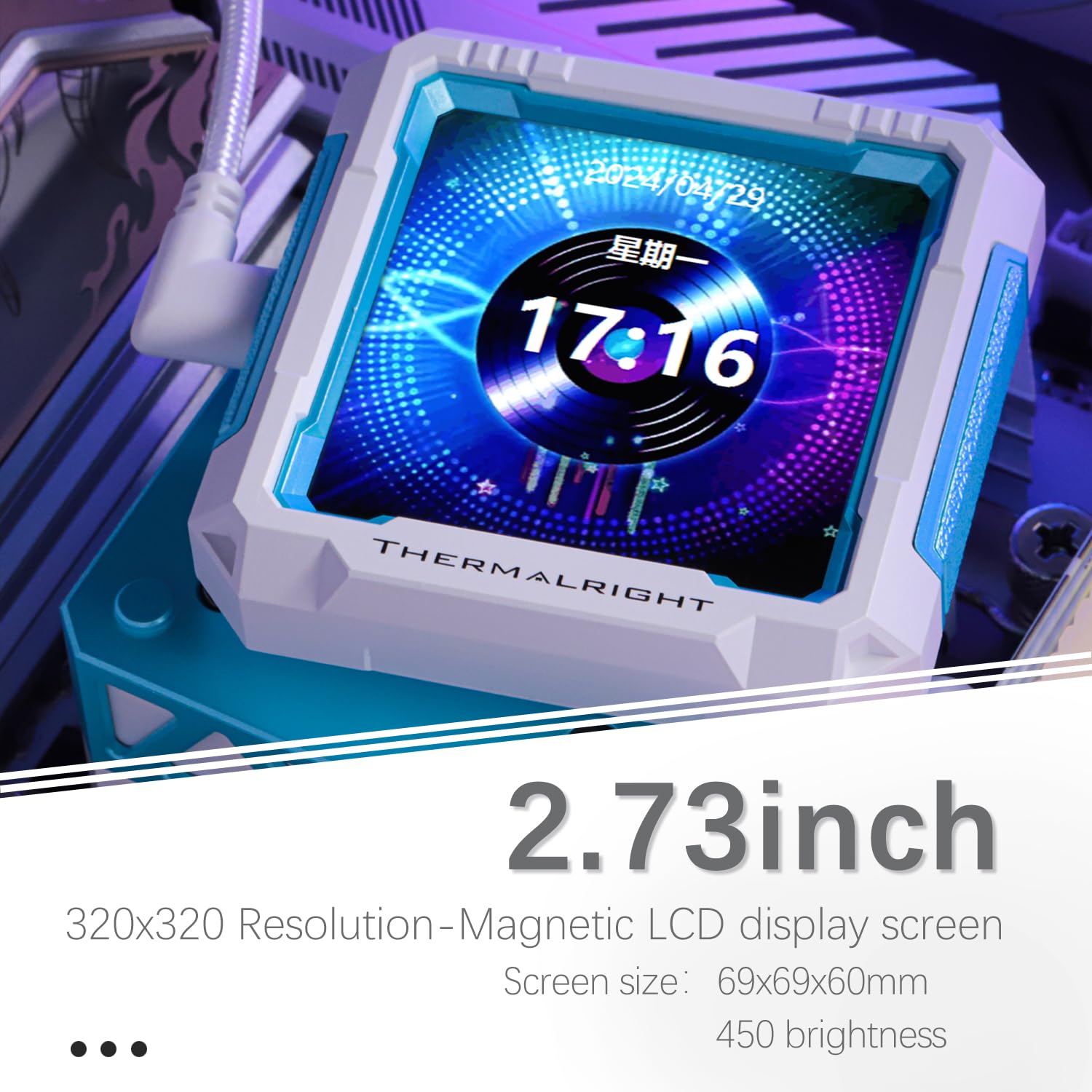 TR-Thermalright FW PRO 360 ARGB - Raffreddatore CPU liquido bianco, schermo IPS LCD da 2,7 pollici con risoluzione 320 x 320, magnetico, tema schermo fai da te, per AM4/AM5, LGA1851/1700/115x