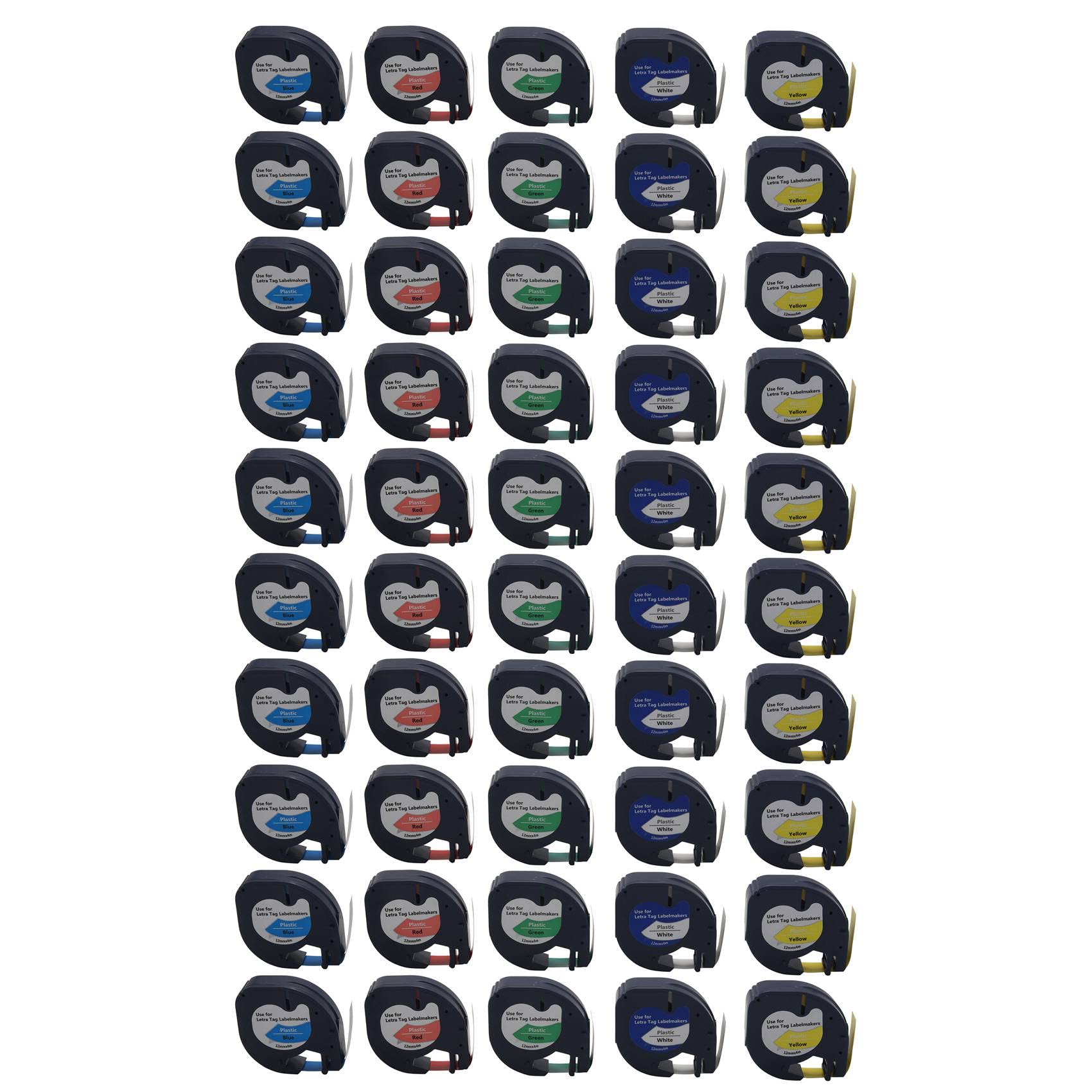 50Pcs 91201 12mm Compatibile per Letratag Nastro di Etichetta Nastro Autoadesivo Nastro di Colore