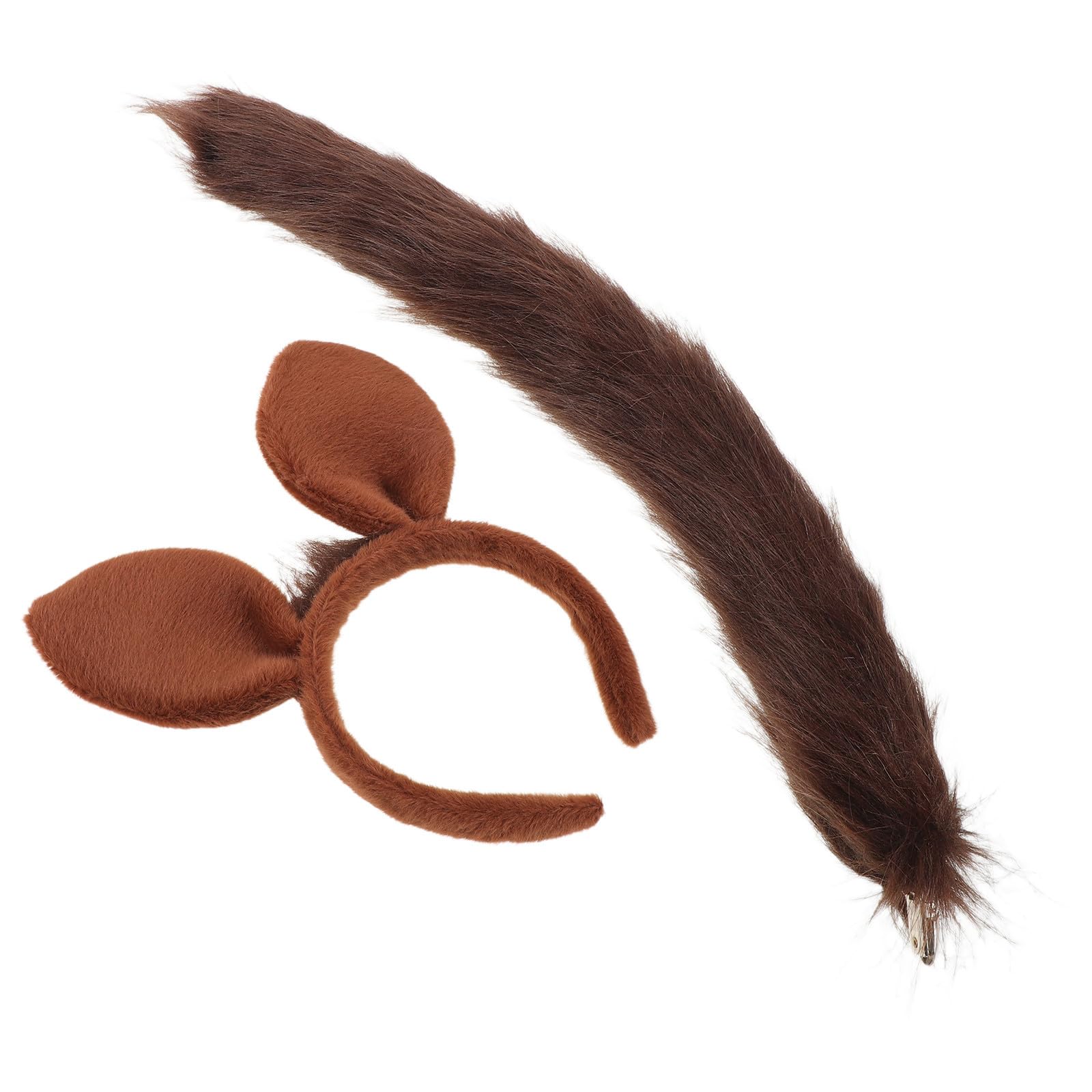 Healvian 4 Juegos Diadema Orejas de Caballo de Felpa Marrón para Cosplay y Festivales, Diseño Realista y Cola Ajustable para Máxima Comodidad en Adultos