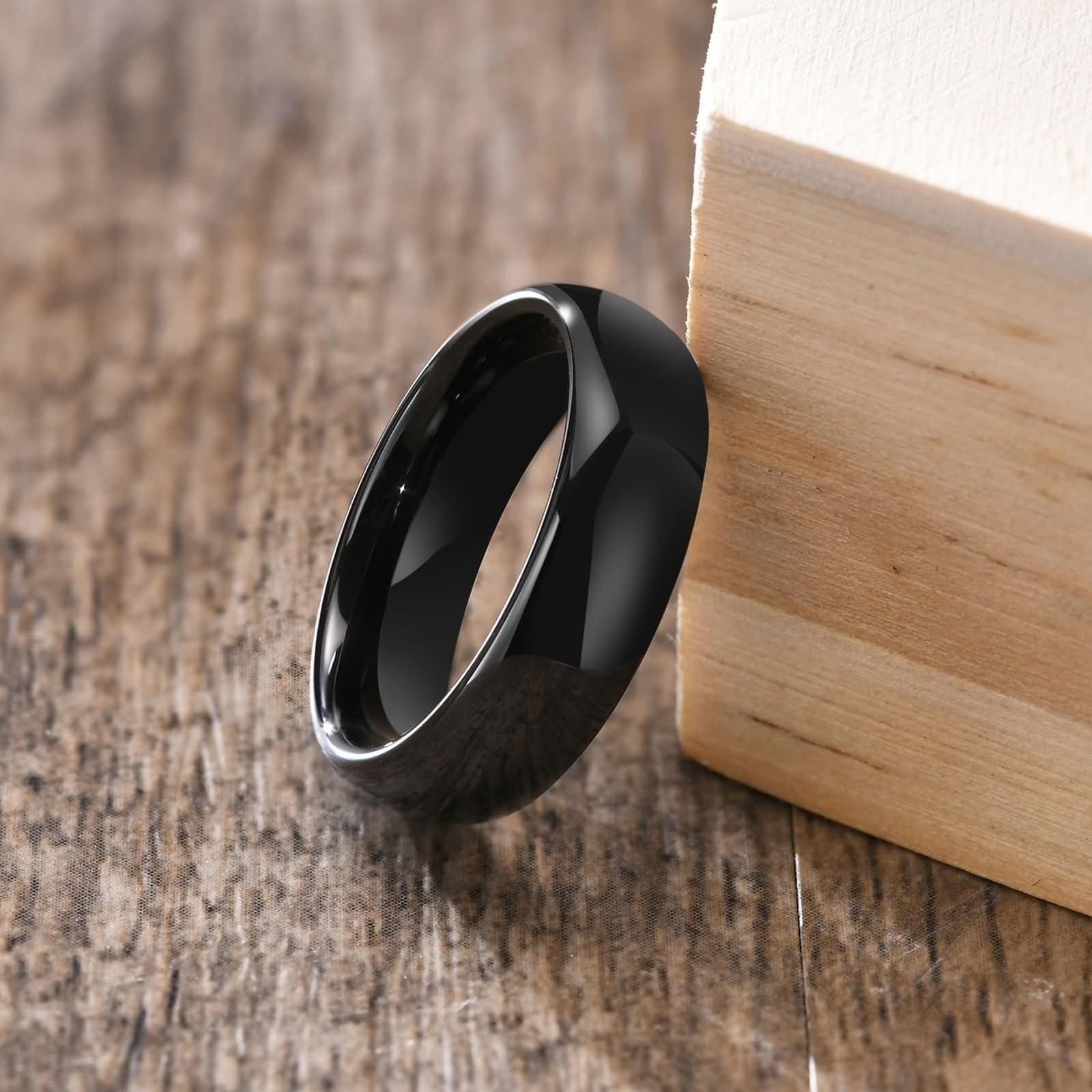 Wycian Alliance Femme Mariage, Alliance en Tungstene Couple 2 Pezzi Bague Noire Polie 6mm Taille Femme 54 Homme 54 Bande Nouvel An