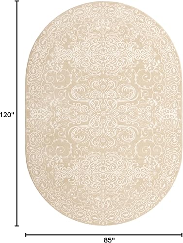 Miniatura 2 de Unique Loom Rushmore Collection - Alfombra de área (7 pies 1 pulgada x 10 pies, ovalada, beigemarfil)