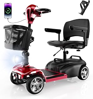iScooter X-02 4-Wheel Foldable Mobility Scooter for Seniors Adults 300lbs Capacity 15 Mile Range Adjustable Seat