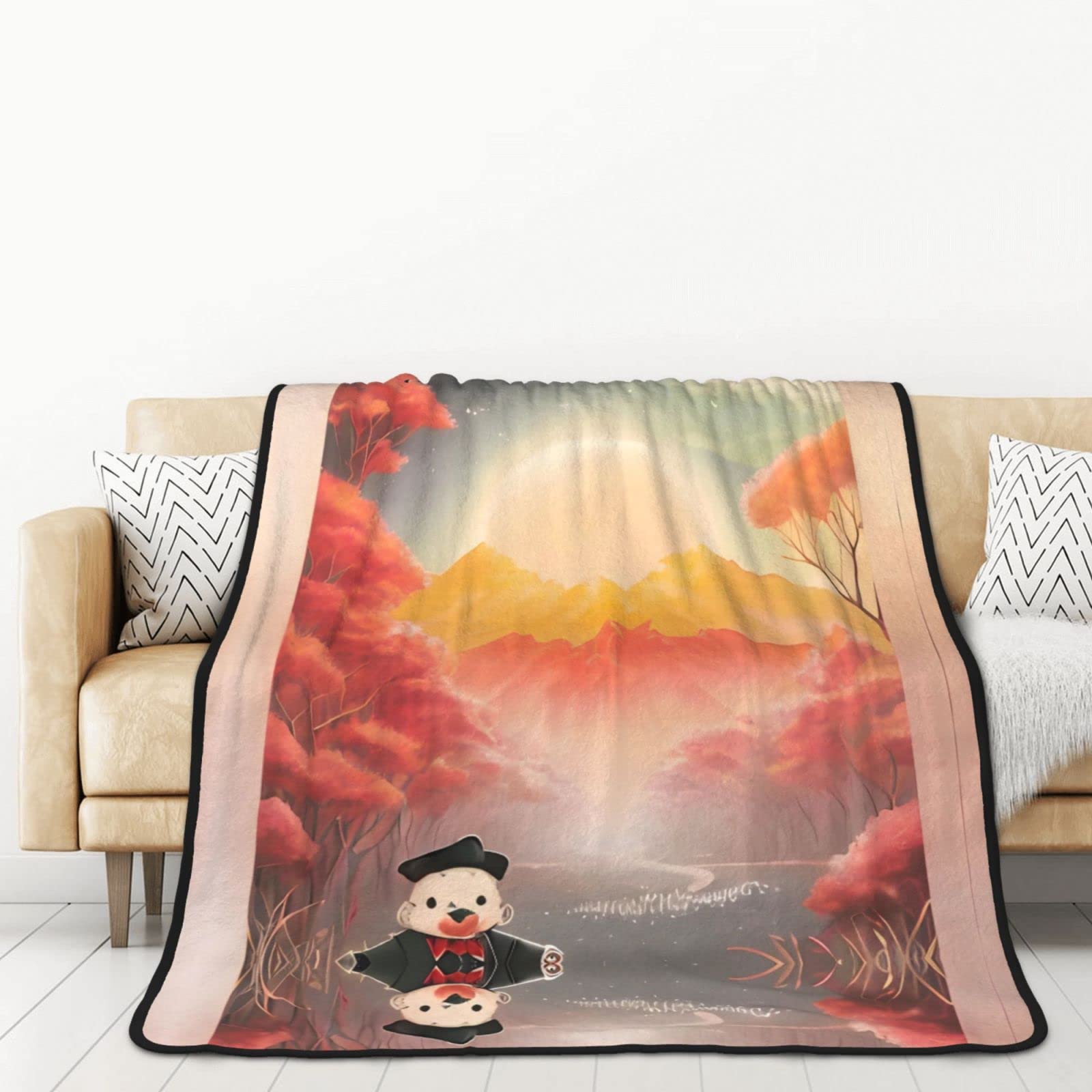 Couverture flanelle montagne isolante pour lit adulte et sieste en voiture