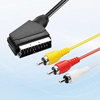 PNGKNYOCN SCART - 3 RCA Adapter Kábel, Átkapcsolható Bemenet/Kimenet, Kompozit Audio/Videó Átalakító TV, DVD Lejátszóhoz, 0,5m, Fekete 2