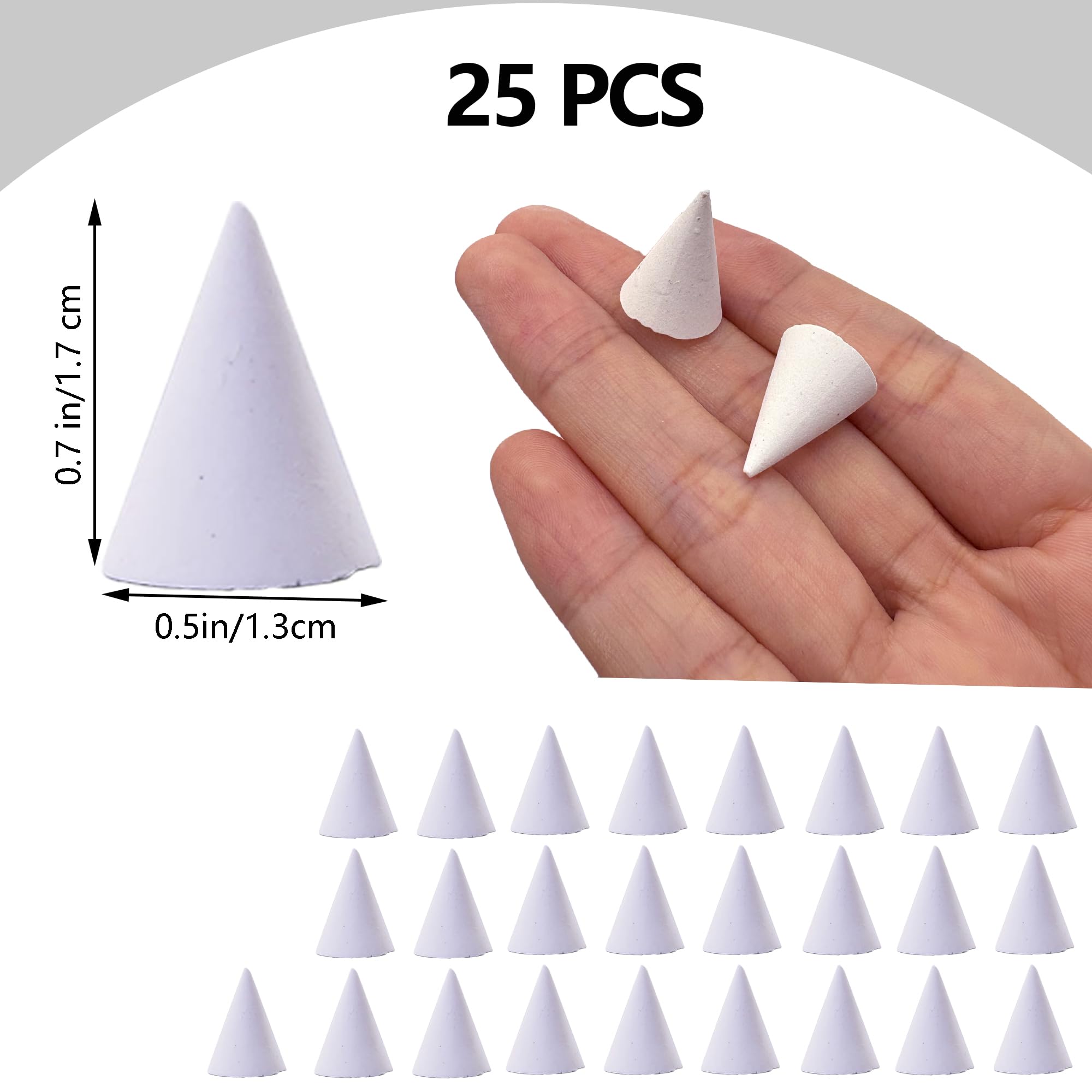 DHER Juego de 25 clavos de cerámica ignífugos para horno, clavos colgantes de cerámica, cojines reutilizables ignífugos, clavos cónicos de óxido de aluminio (blanco)