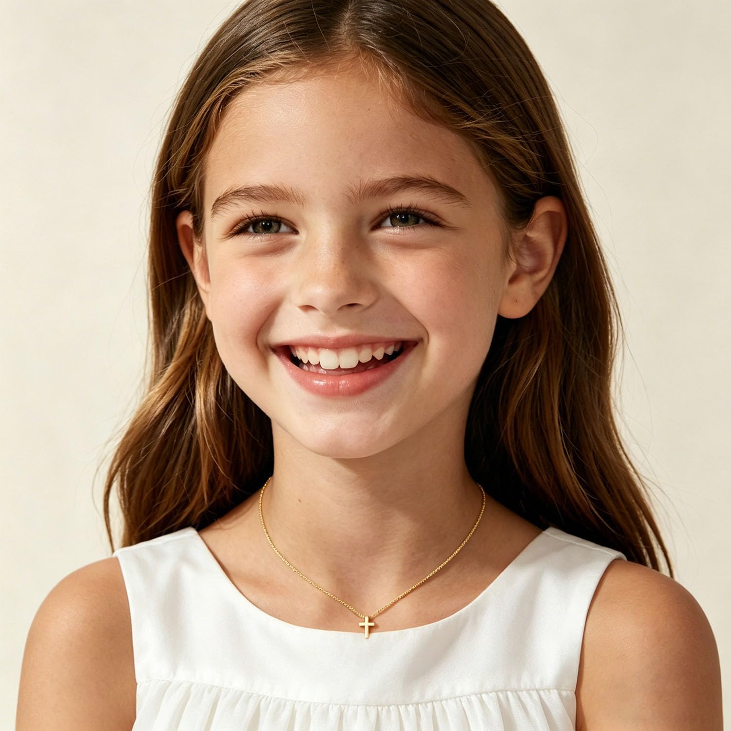 Gold Cross Necklace Gifts for Girls Kids Teens, 6-18 Year Old Girl Birthday Gift Christian Baptism Religious Faith Gift Jewelry Teen Girl Gifts Trendy Stuff